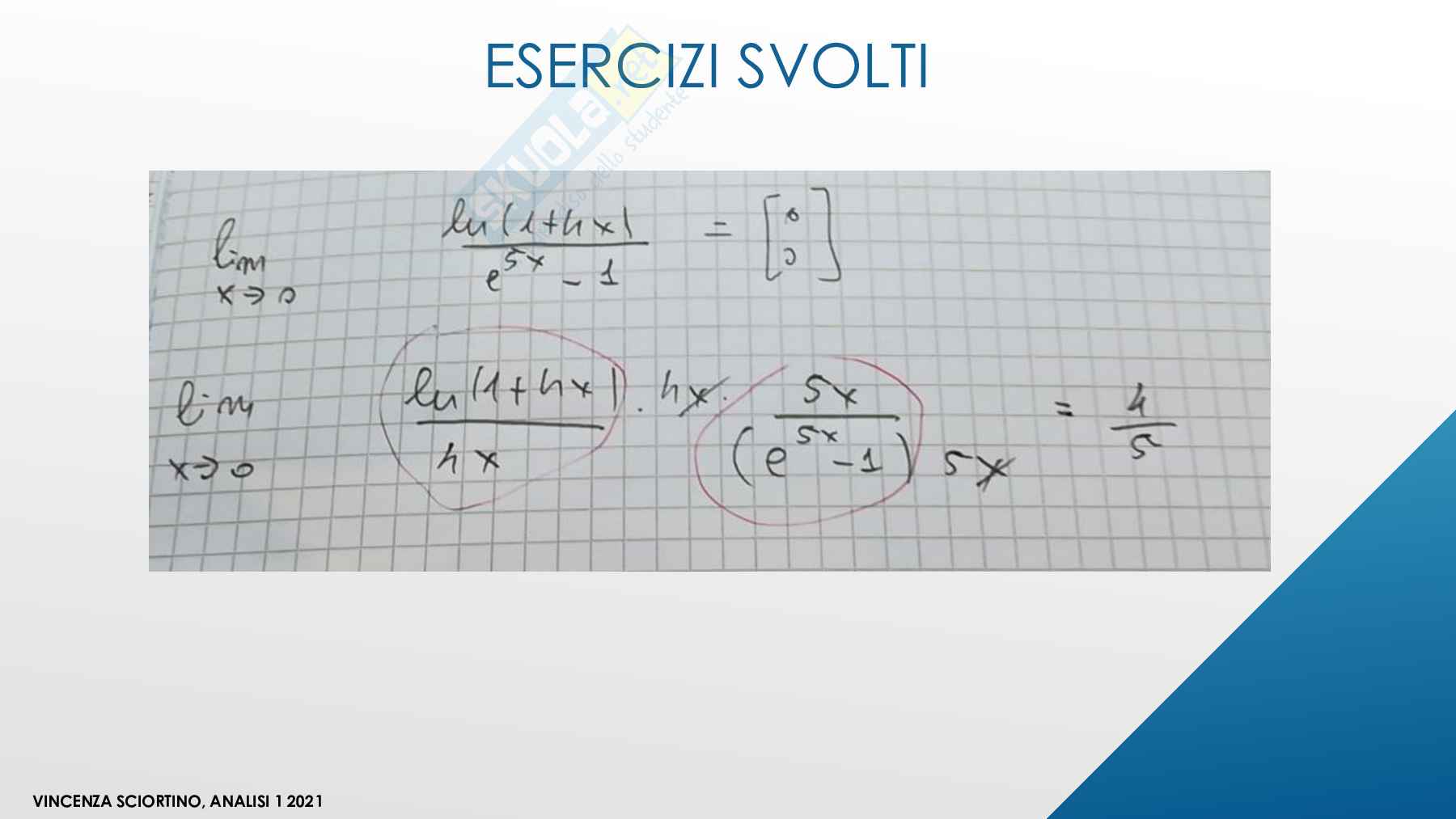 Esercizi limiti svolti a mano Pag. 21