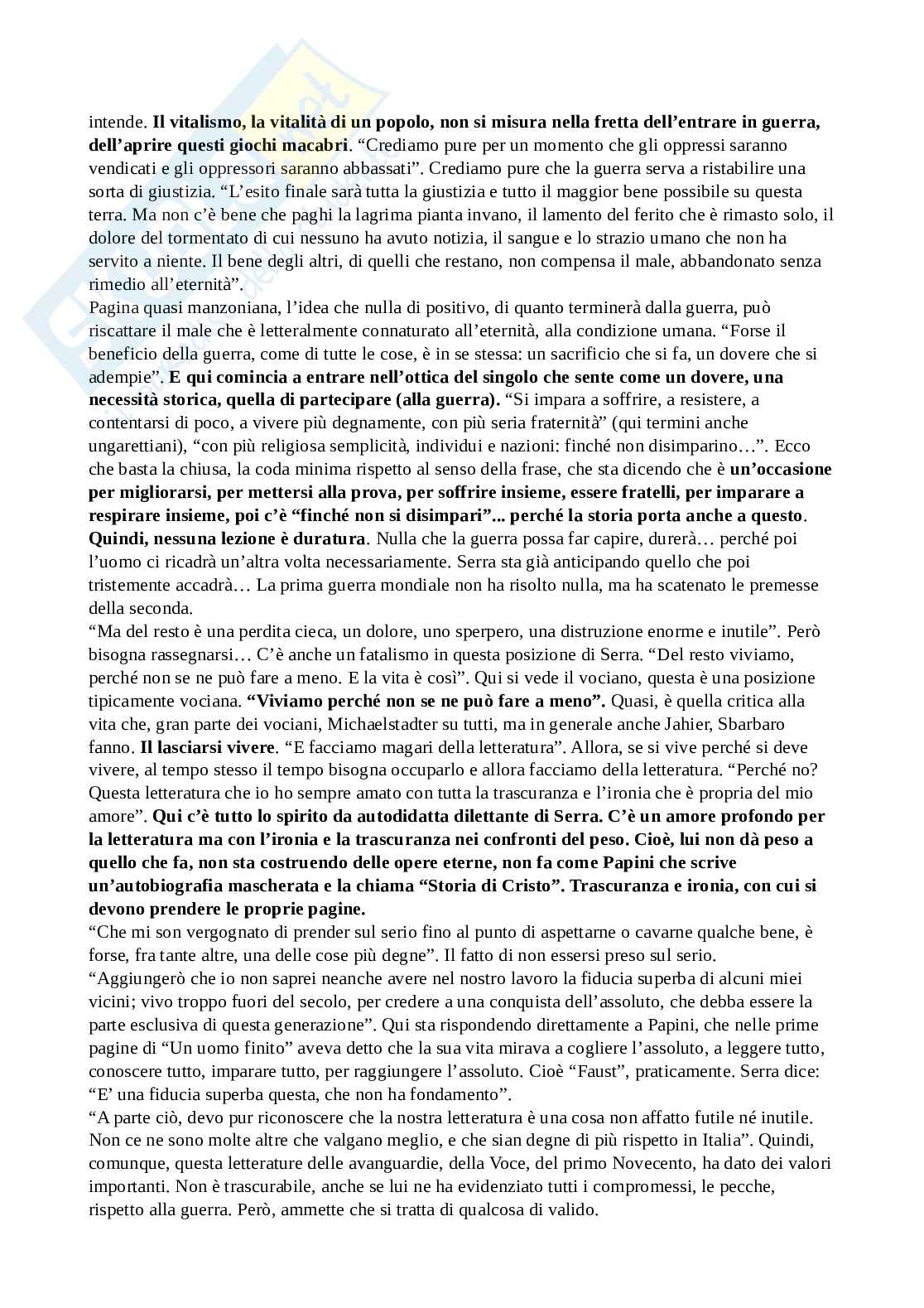 Appunti lezioni su Renato Serra e sul libro consigliato Esame di coscienza di un letterato Pag. 11