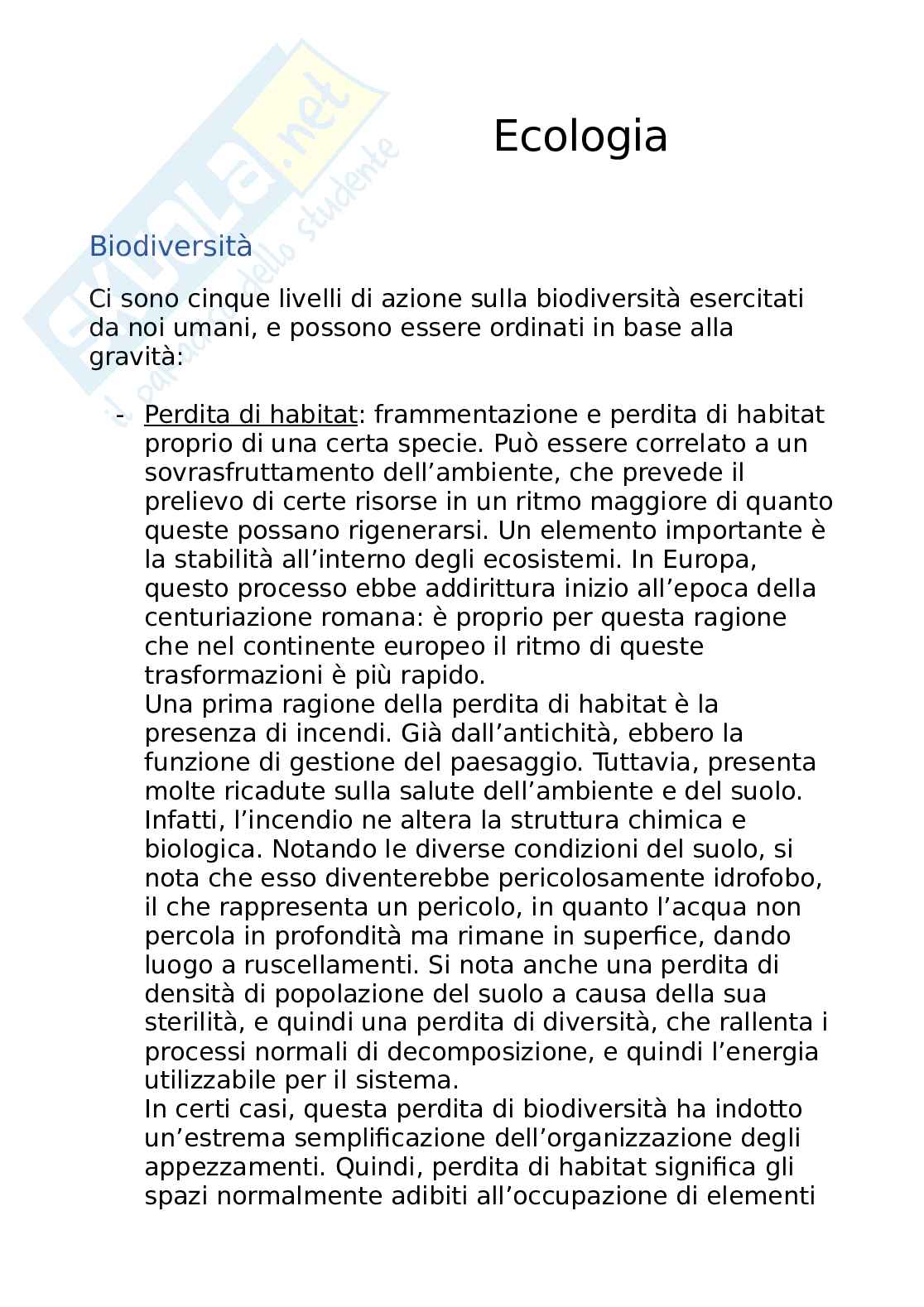 Appunti delle lezioni di Ecologia applicata Pag. 1