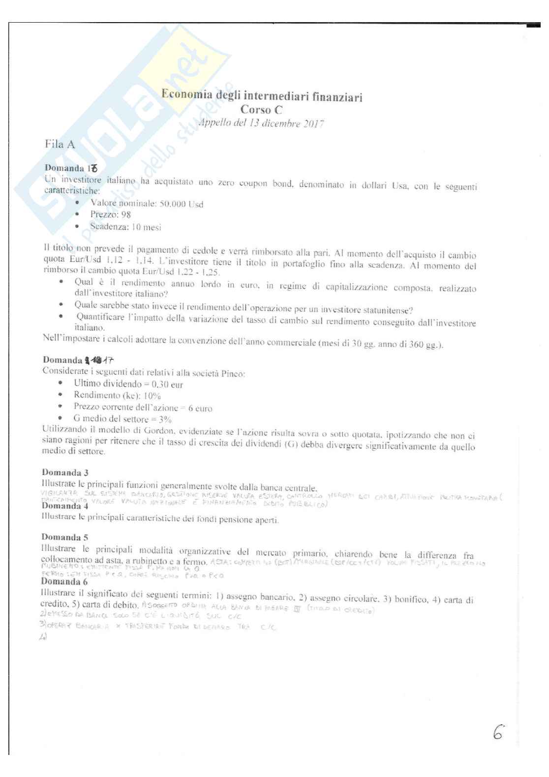 Economia degli intermediari finanziari Pag. 26