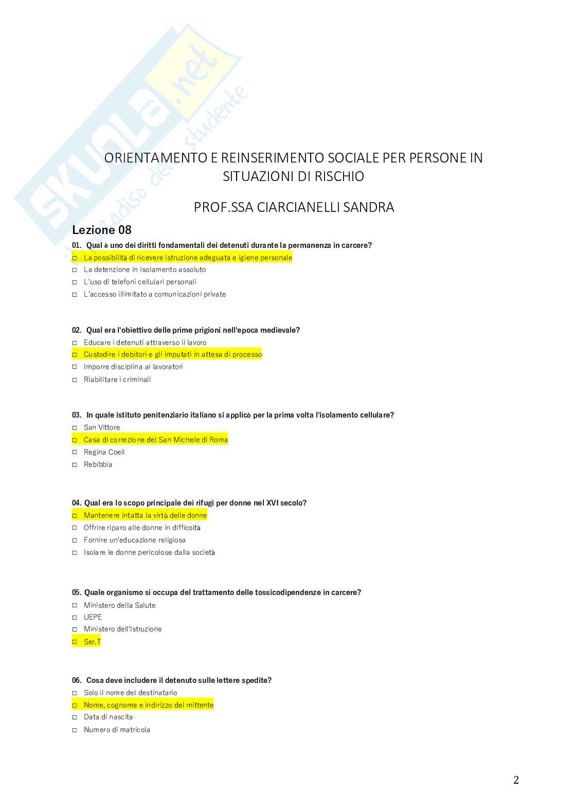Master II livello - Educare in istituti penitenziari - Orientamento e reinserimento sociale Pag. 2
