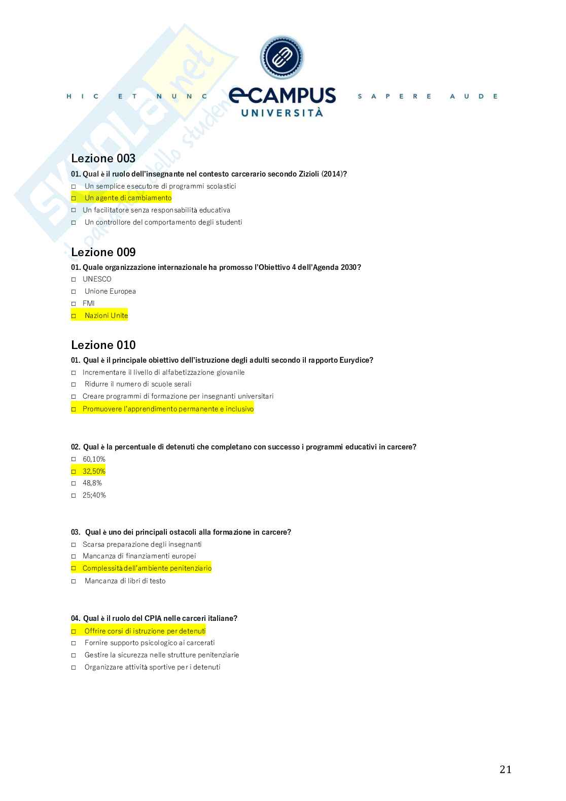 Master II livello - Educare in istituti penitenziari - Orientamento e reinserimento sociale Pag. 21