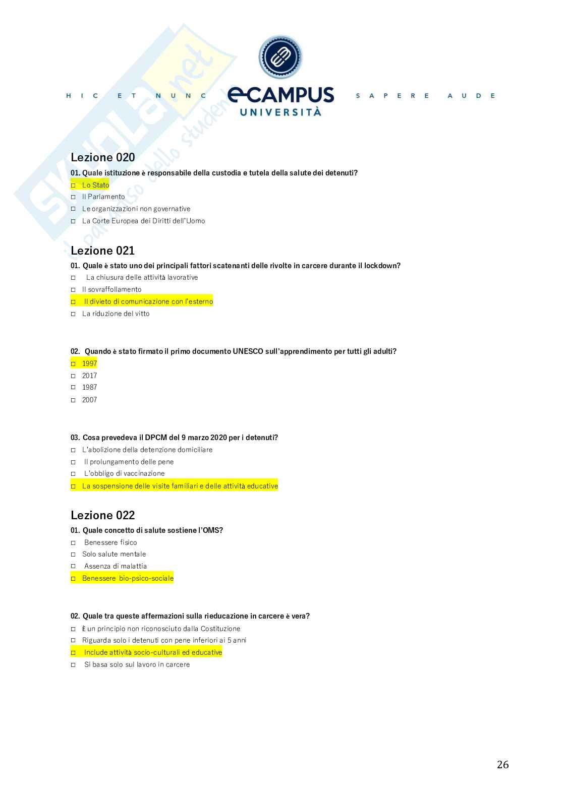 Master II livello - Educare in istituti penitenziari - Orientamento e reinserimento sociale Pag. 26
