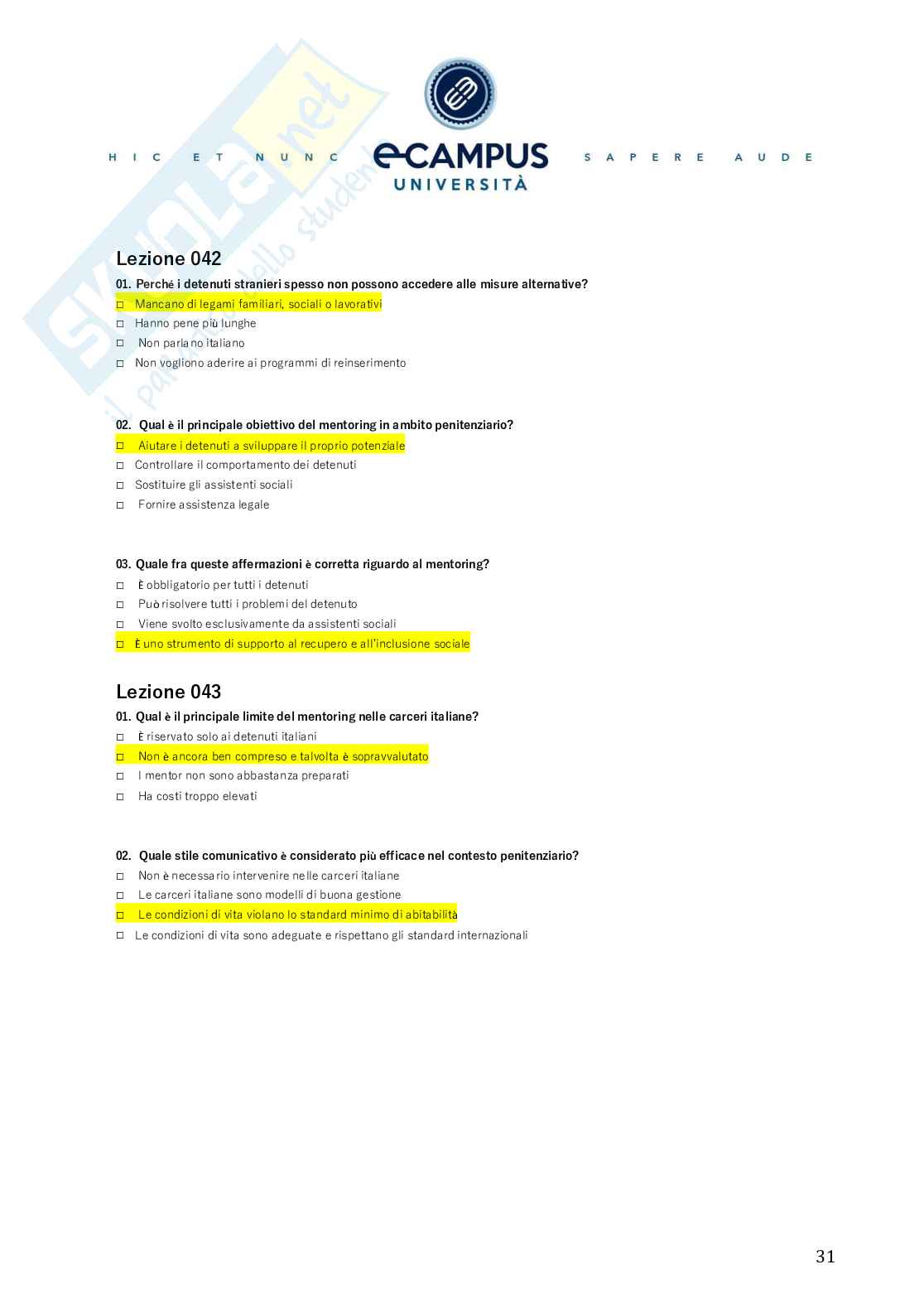 Master II livello - Educare in istituti penitenziari - Orientamento e reinserimento sociale Pag. 31