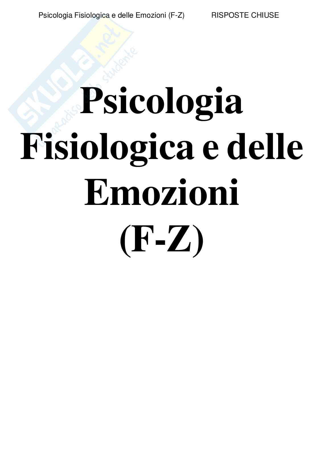 Psicologia fisiologica e delle emozioni - Paniere compilato Pag. 1