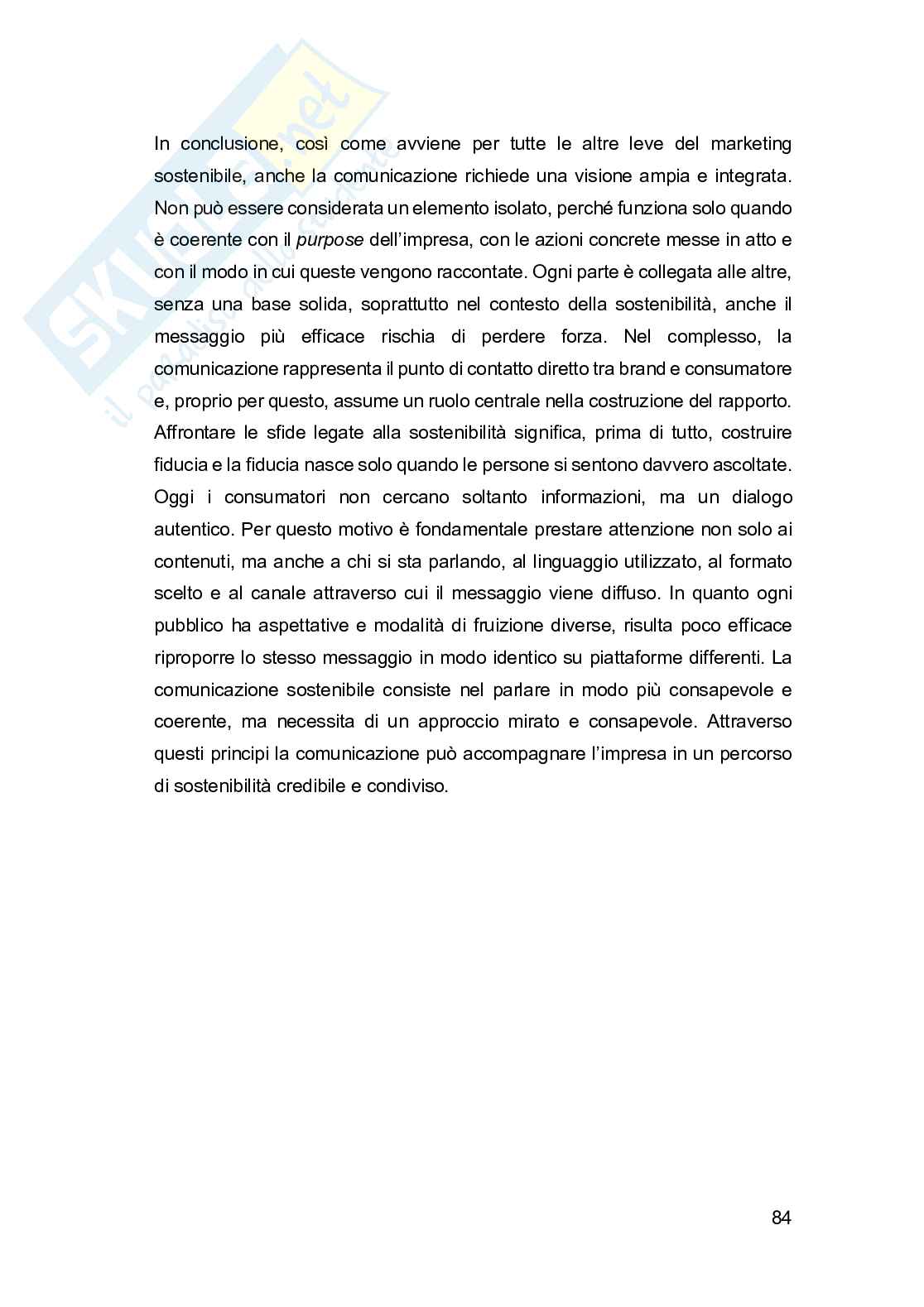L'influenza delle sostenibilità sulle strategie di marketing  Pag. 91