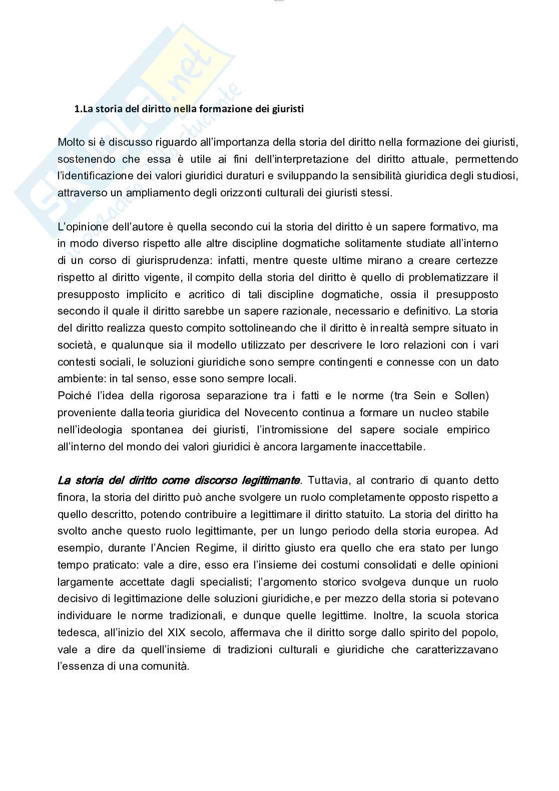 Riassunto esame Storia del diritto medievale e moderno, prof Marchetto, libro consigliato La cultura giuridica europea, Hespanha Pag. 1