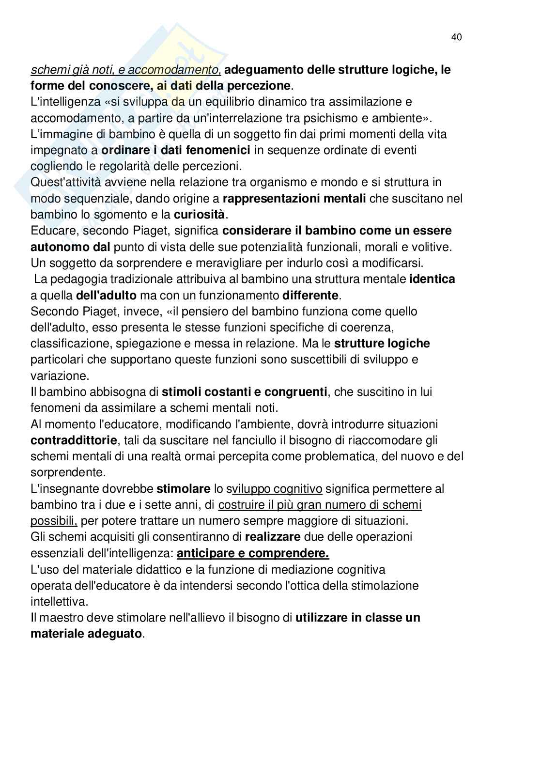 Appunti di Fondamenti pedagogici per l'infanzia aggiornato al 2024  Pag. 41