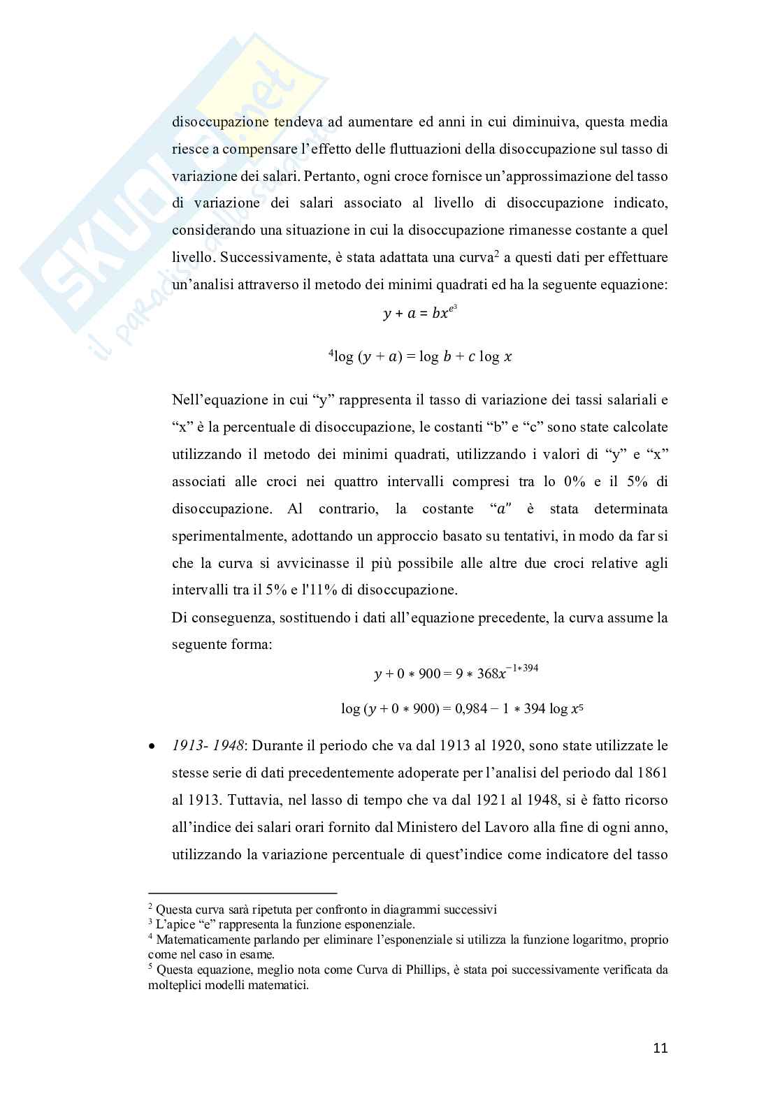 Relazione tra Inflazione e disoccupazione: lo studio della curva di Phillips Pag. 11