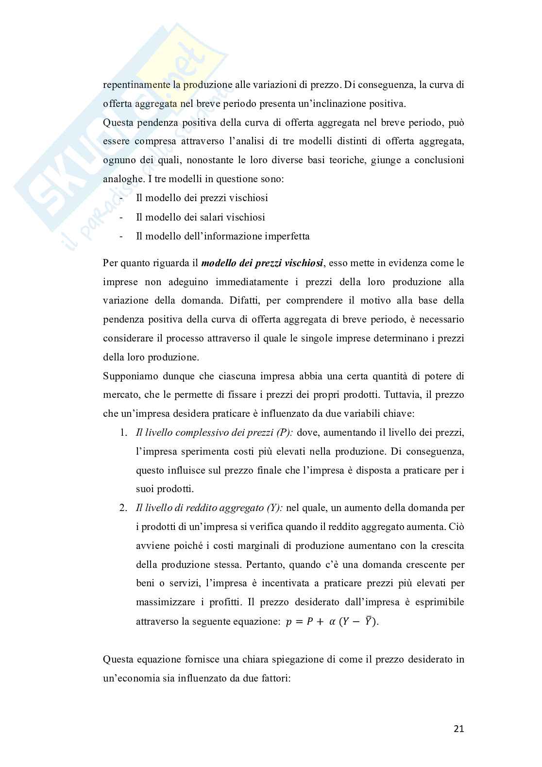 Relazione tra Inflazione e disoccupazione: lo studio della curva di Phillips Pag. 21