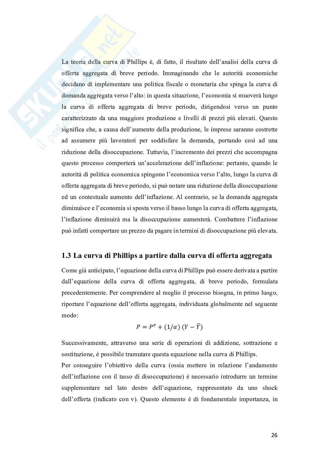 Relazione tra Inflazione e disoccupazione: lo studio della curva di Phillips Pag. 26