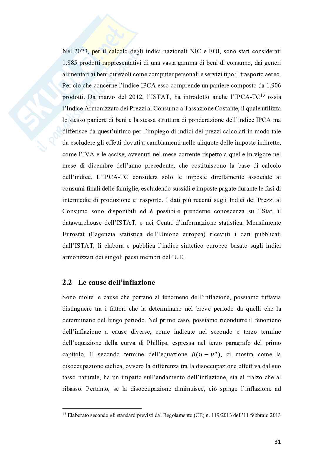 Relazione tra Inflazione e disoccupazione: lo studio della curva di Phillips Pag. 31