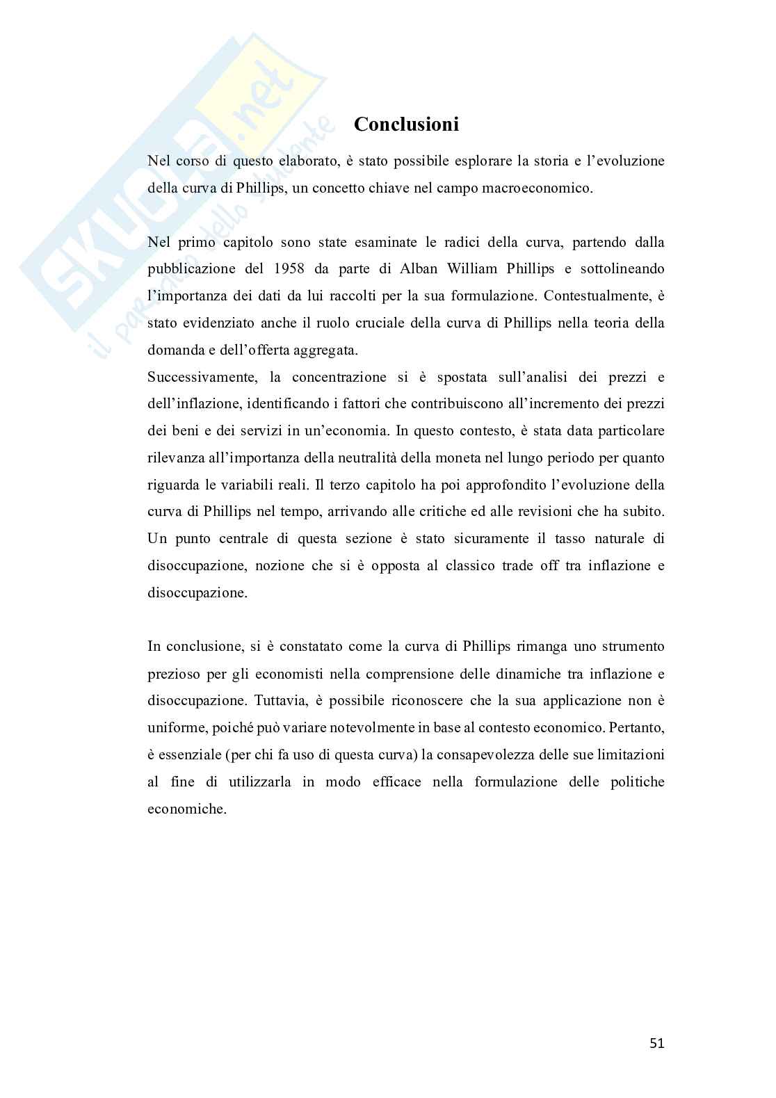 Relazione tra Inflazione e disoccupazione: lo studio della curva di Phillips Pag. 51