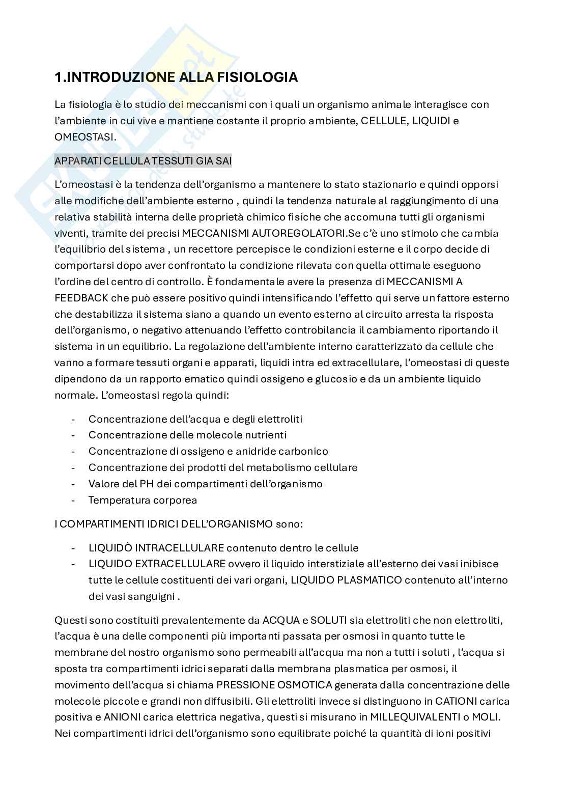 Riassunto esame Fisiologia medica, Prof. Di Raddo Elena, libro consigliato Fisiologia, Stanfield Pag. 2