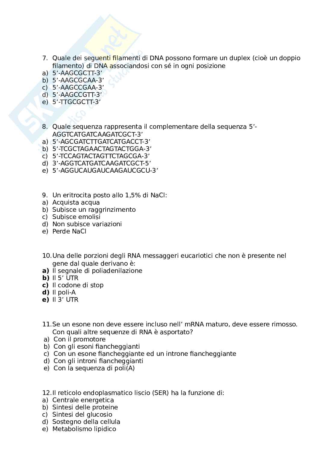 Domande e soluzioni quiz biologia della cellula eucariota Pag. 2