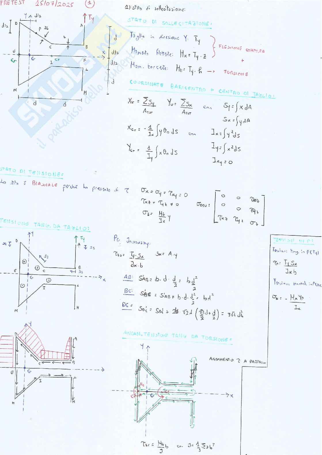 Pretest di Scienza delle costruzioni Pag. 1