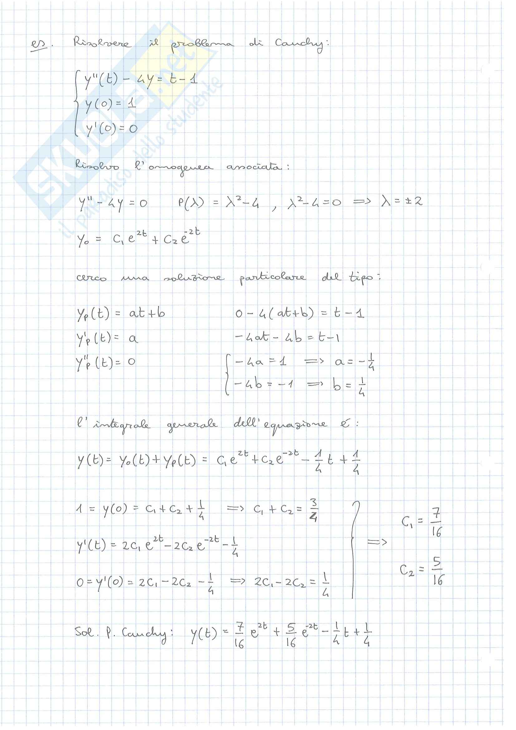 Esercizi, Equazioni Differenziali secondo ordine Pag. 2