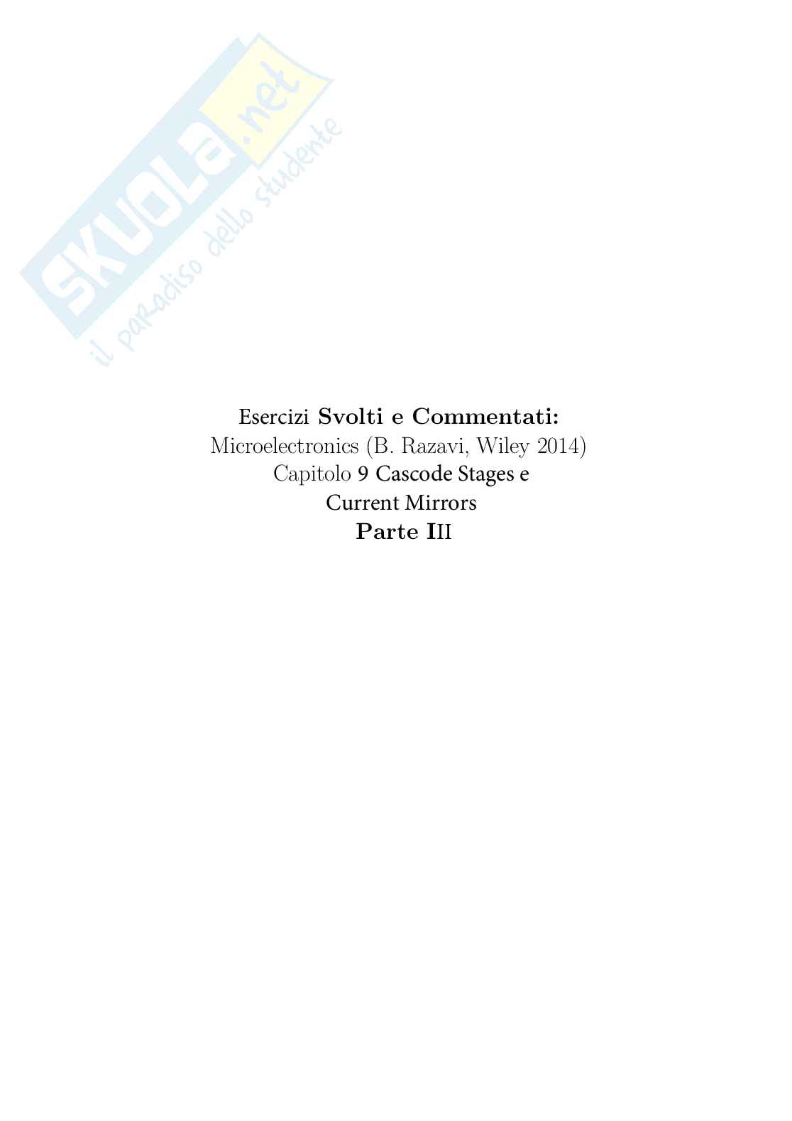 Esercizi stadi Cascode e specchi di corrente - Parte III Pag. 1