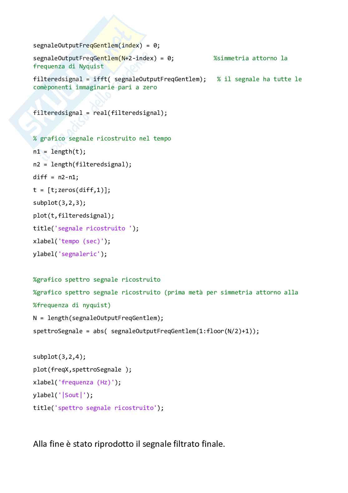 Elaborato di Calcolo numerico  - Filtraggio di un segnale audio rumoroso con confronto tra l’algoritmo di Cooley e quello di Gentleman  Pag. 11
