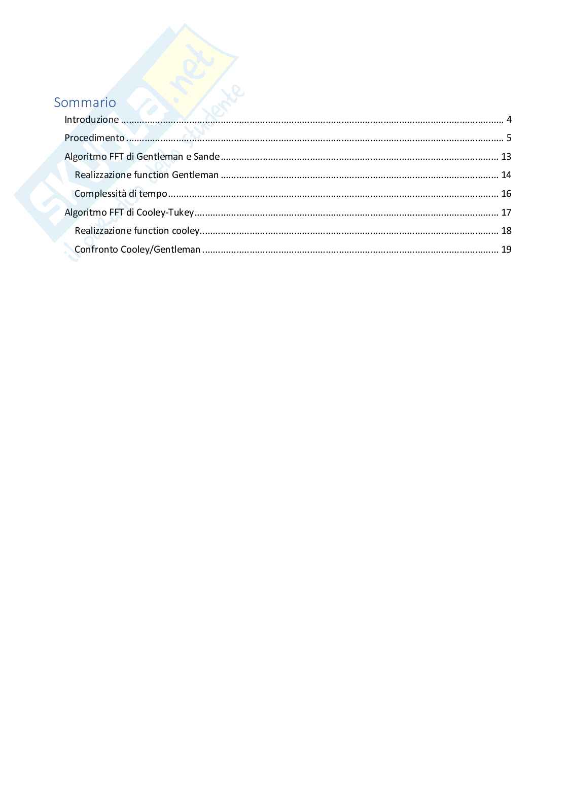 Elaborato di Calcolo numerico  - Filtraggio di un segnale audio rumoroso con confronto tra l’algoritmo di Cooley e quello di Gentleman  Pag. 2