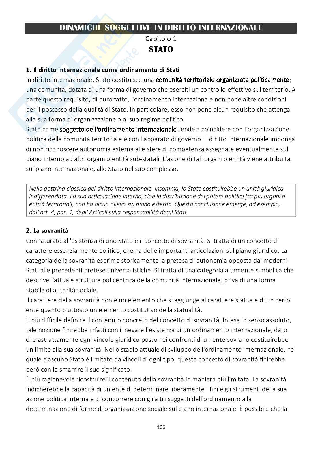 Riassunto esame Diritto internazionale, Prof. Viterbo Annamaria, libro consigliato Diritto internazionale, Cannizzaro Pag. 1