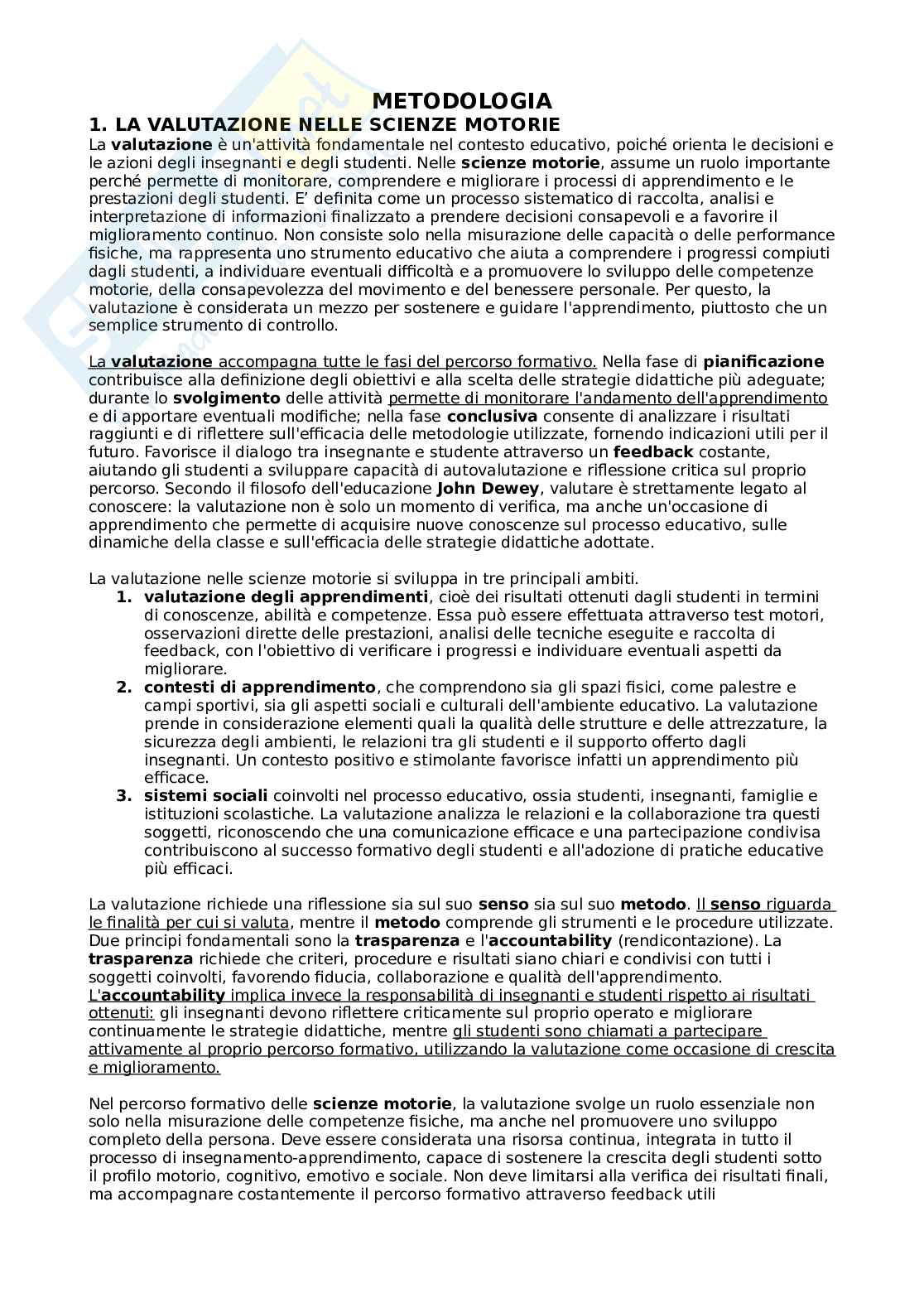 Metodologia della valutazione motoria Pag. 1