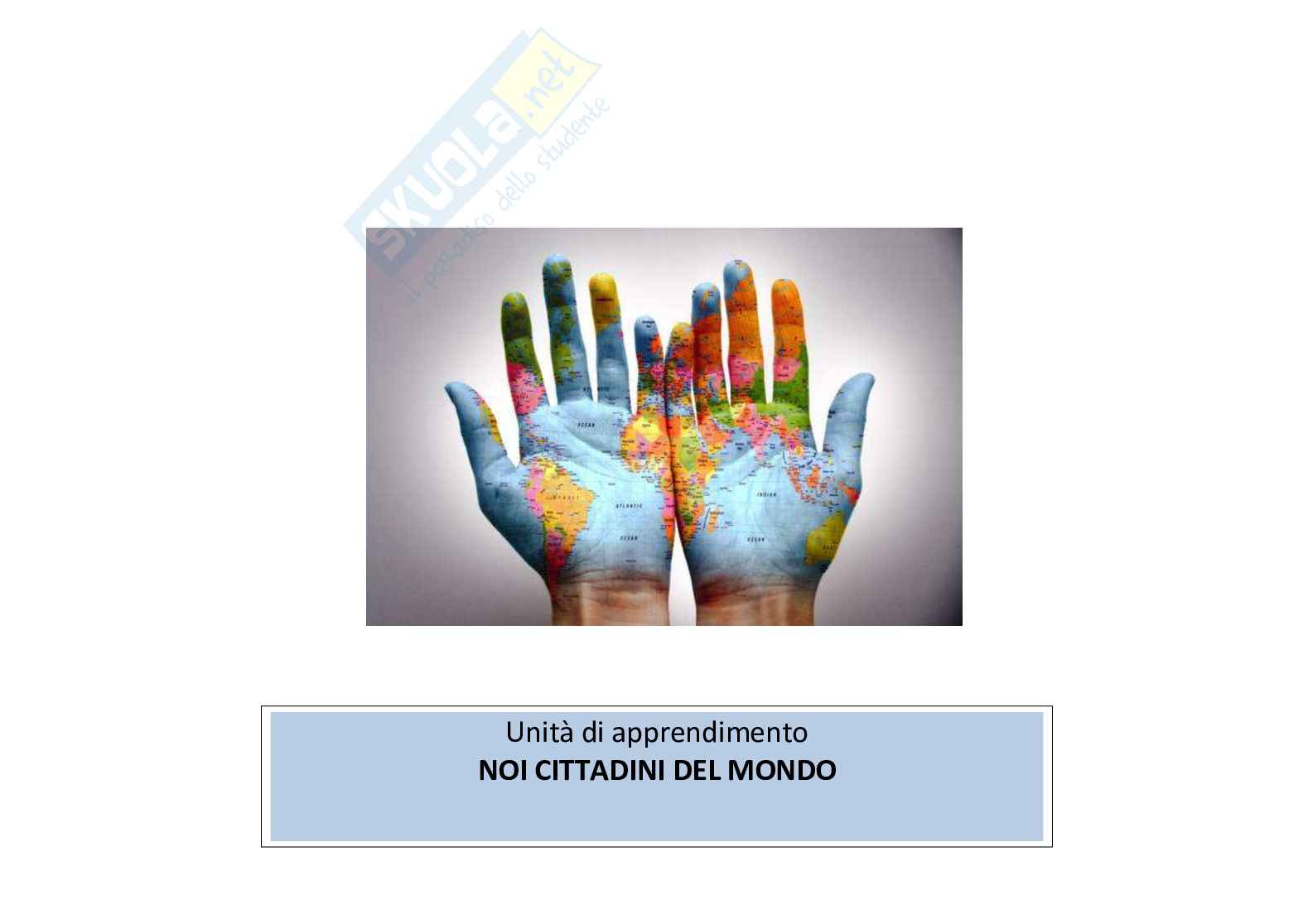 Esempio UDA lezione simulata per la scuola primaria e concorsi pubblici titolo Noi cittadini del mondo Pag. 1