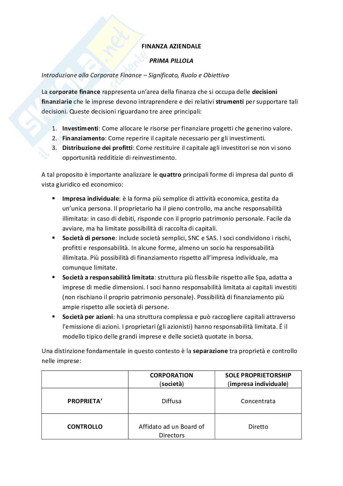 Finanza aziendale  Pag. 1