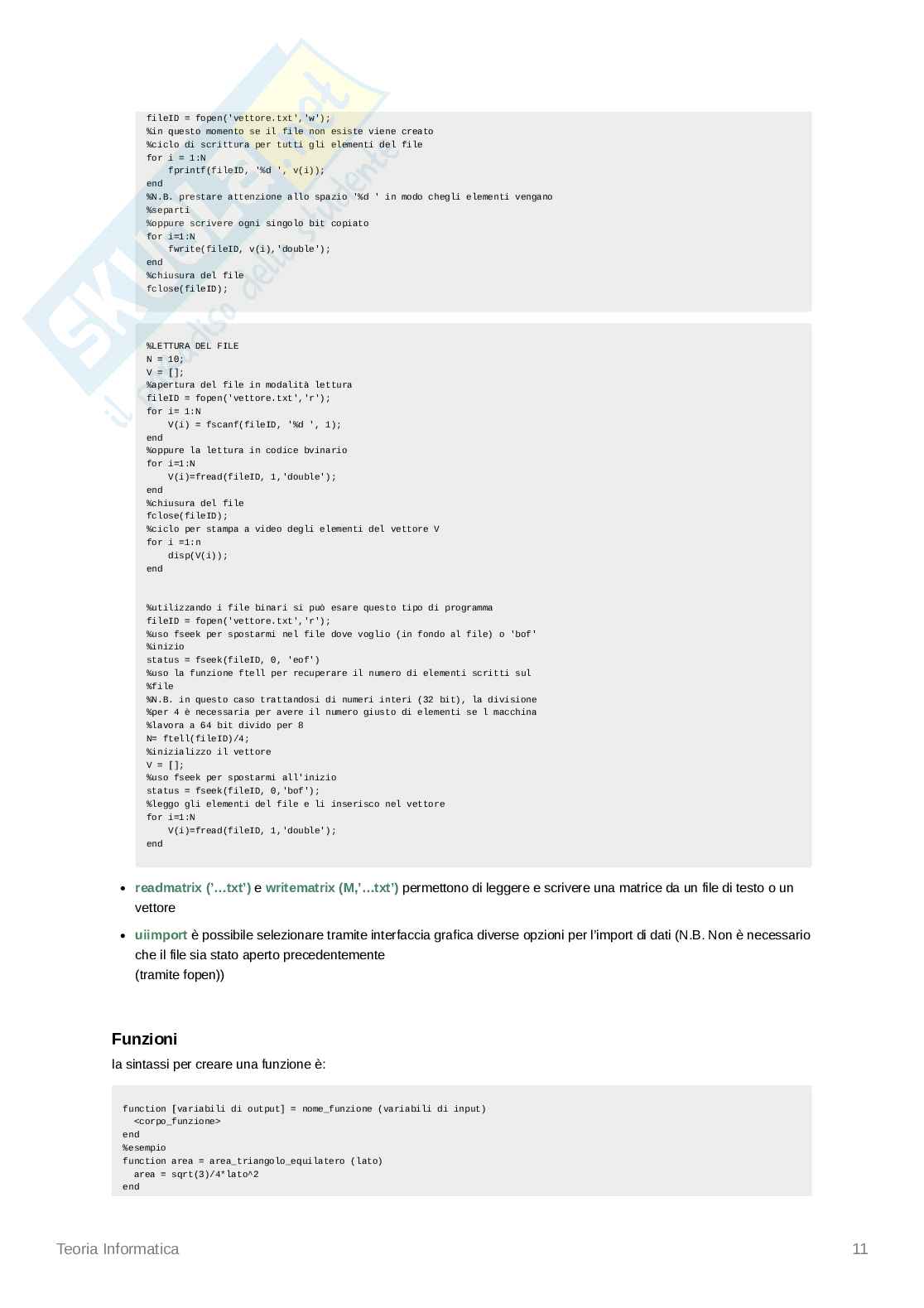 Appunti teoria MATLAB Pag. 11