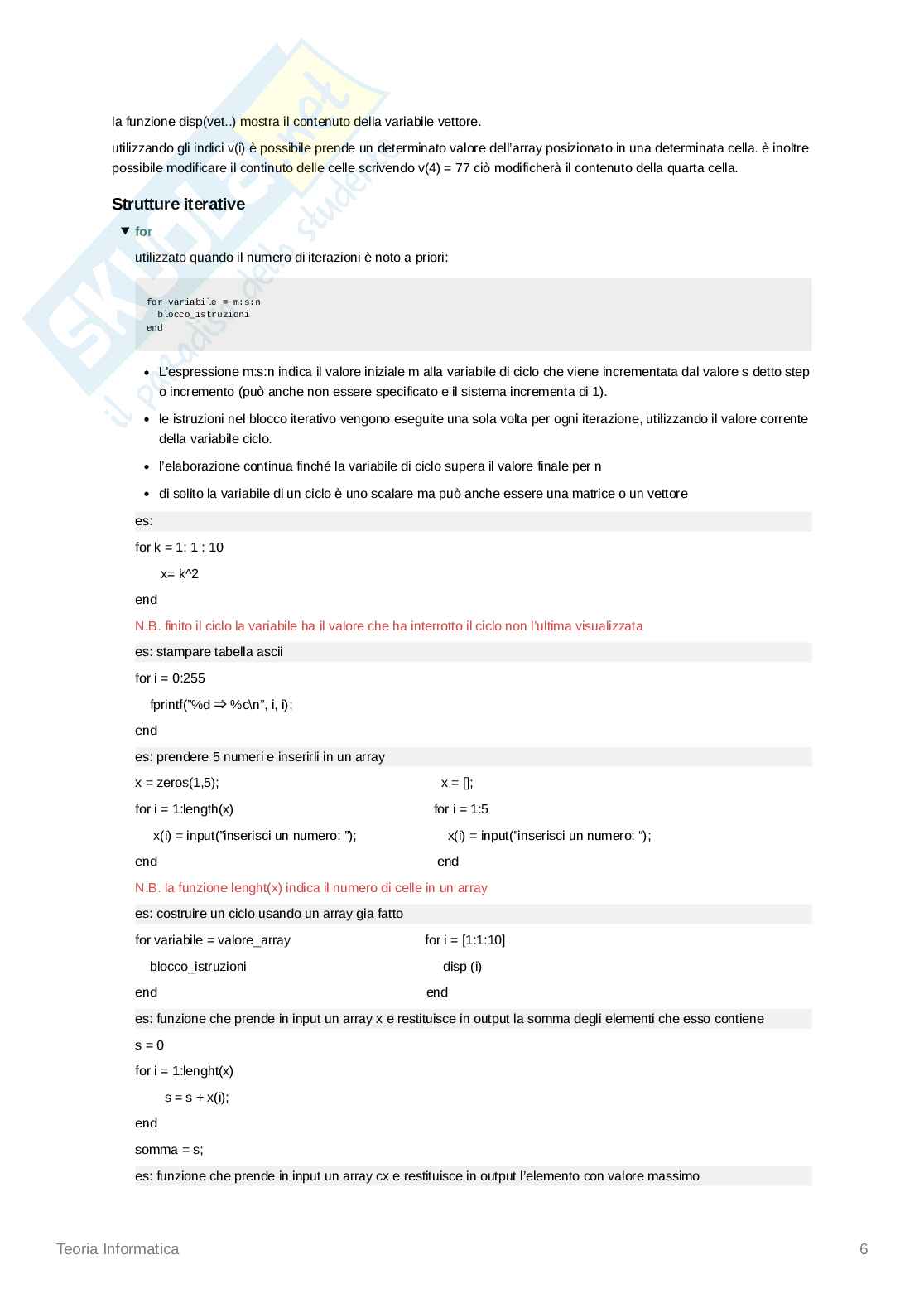 Appunti teoria MATLAB Pag. 6