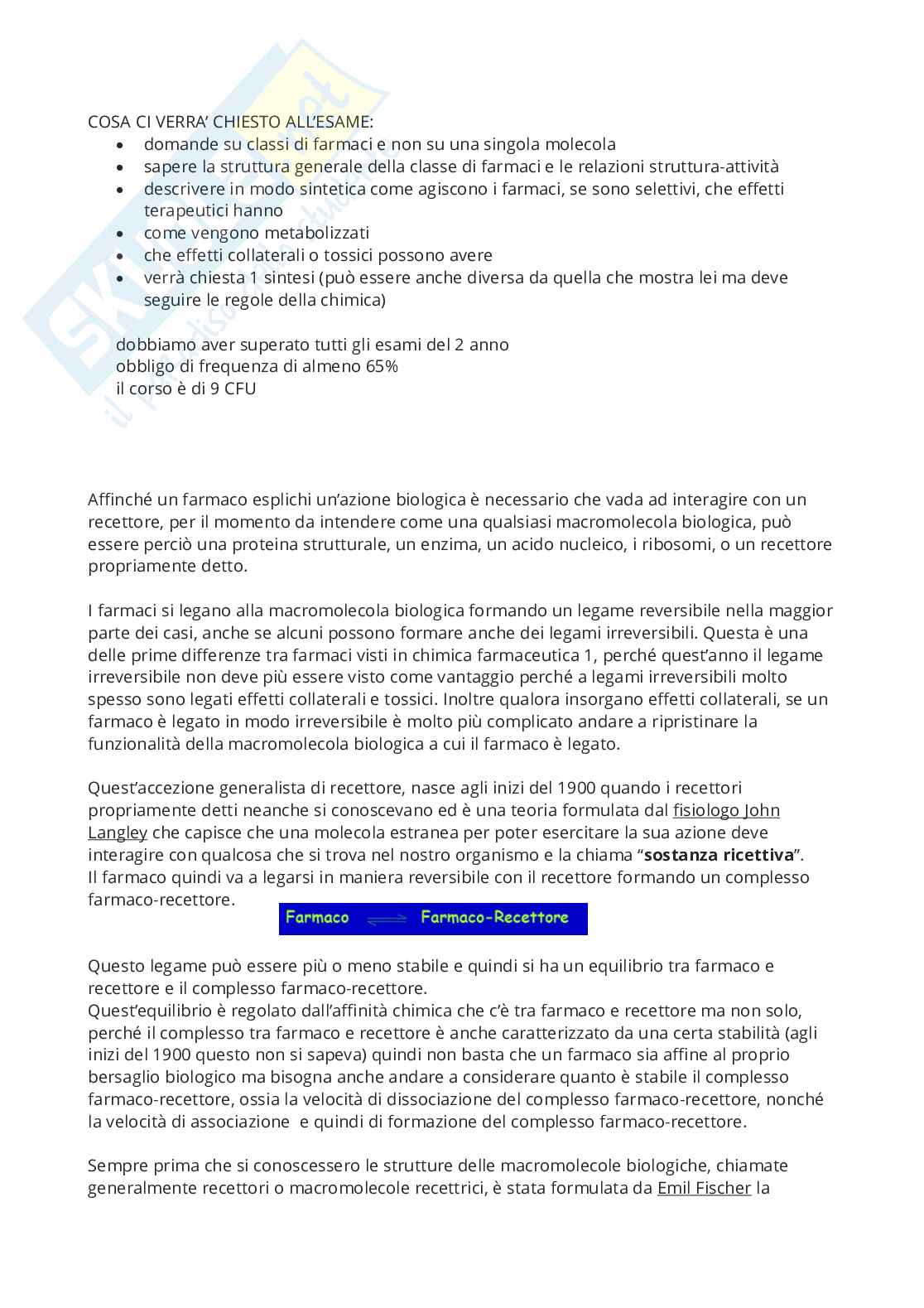 Apputi esame lezioni 1-11 su 33 di Chimica farmaceutica e tossicologica 2 Pag. 2