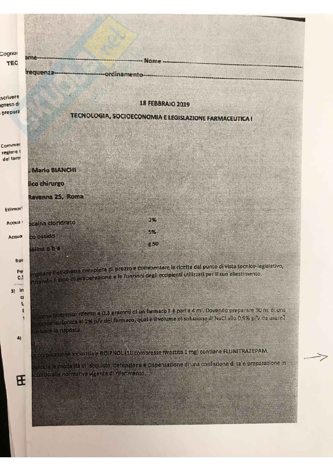  Tecniche e legislazione farmaceutica I Pag. 1