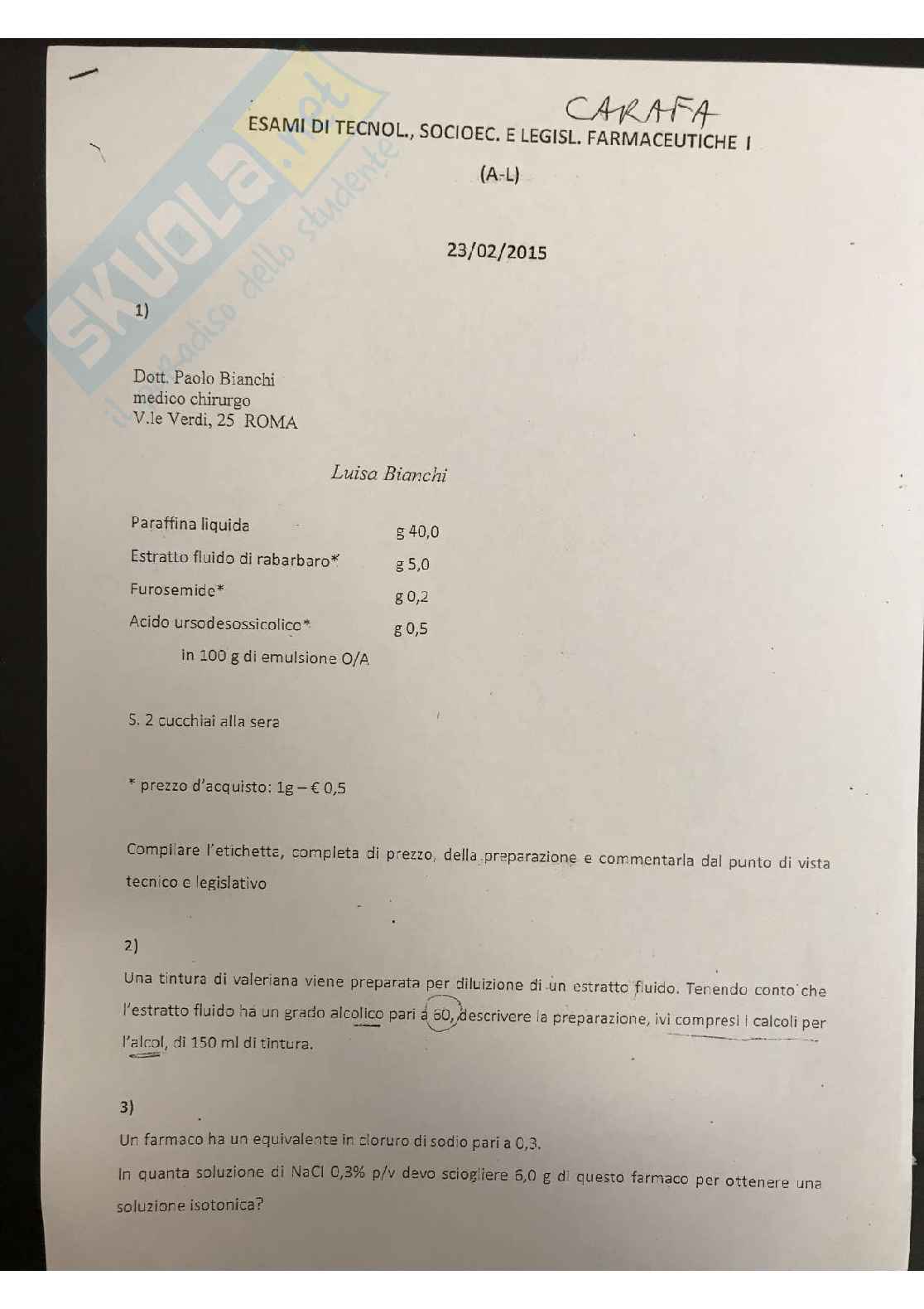  Tecniche e legislazione farmaceutica I Pag. 26