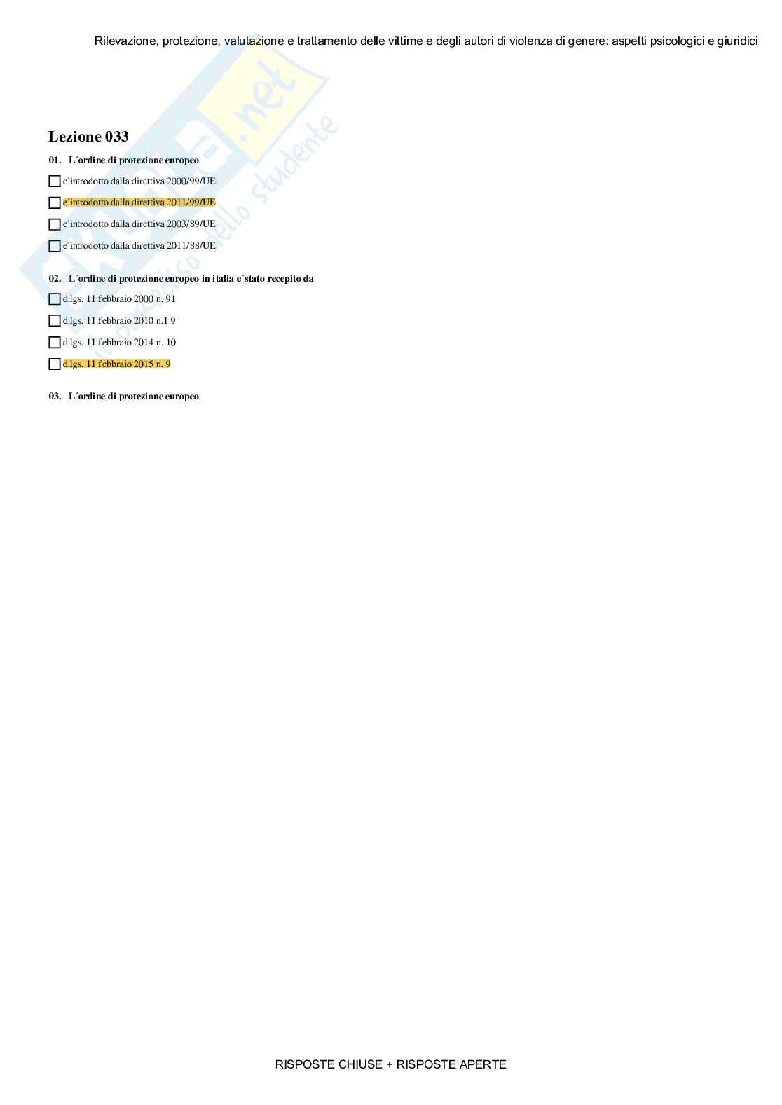 Rilevazione, protezione, valutazione, trattamento vittime - Paniere compilato Pag. 36