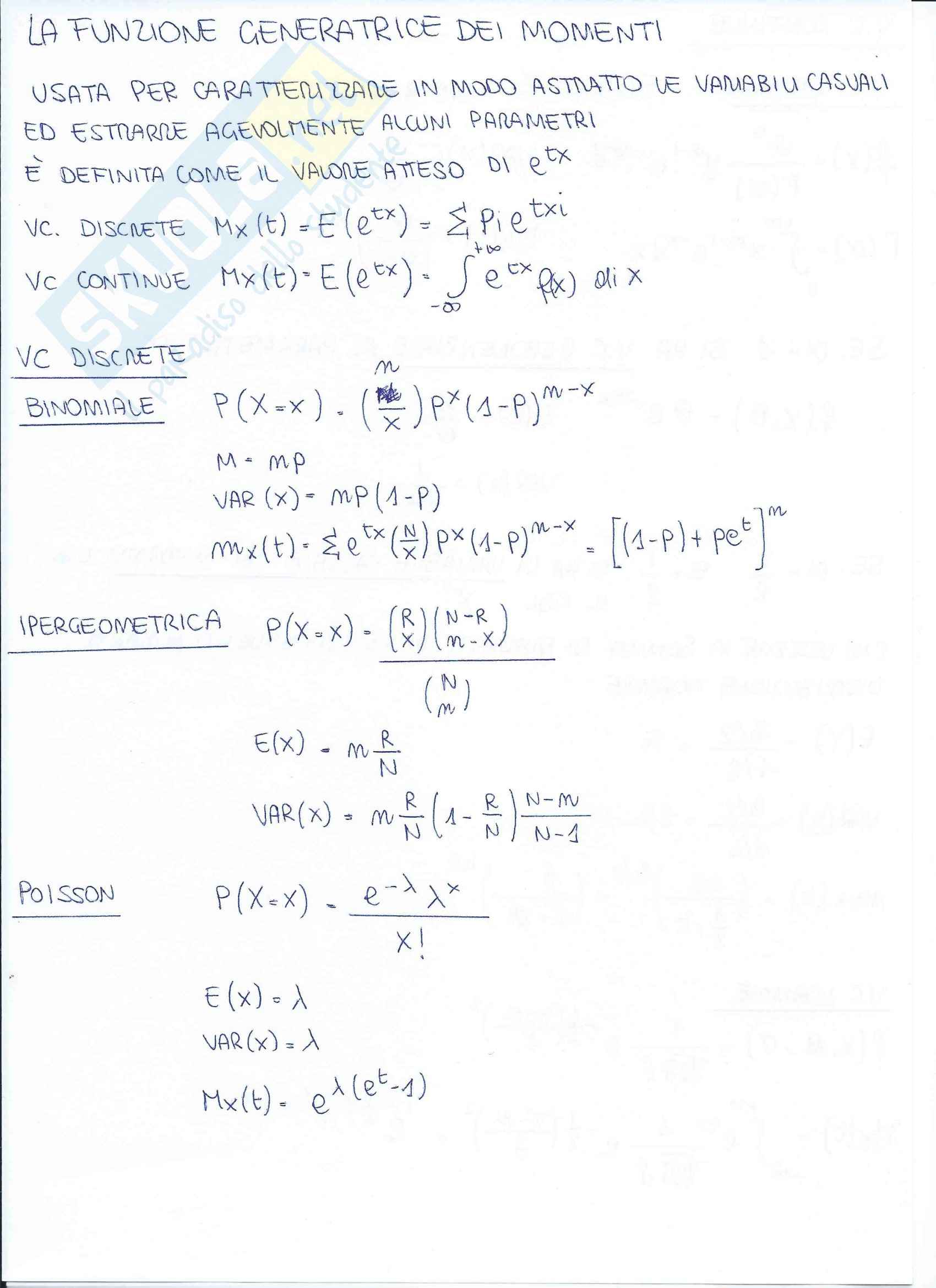 Funzione generatrice di momenti Pag. 1