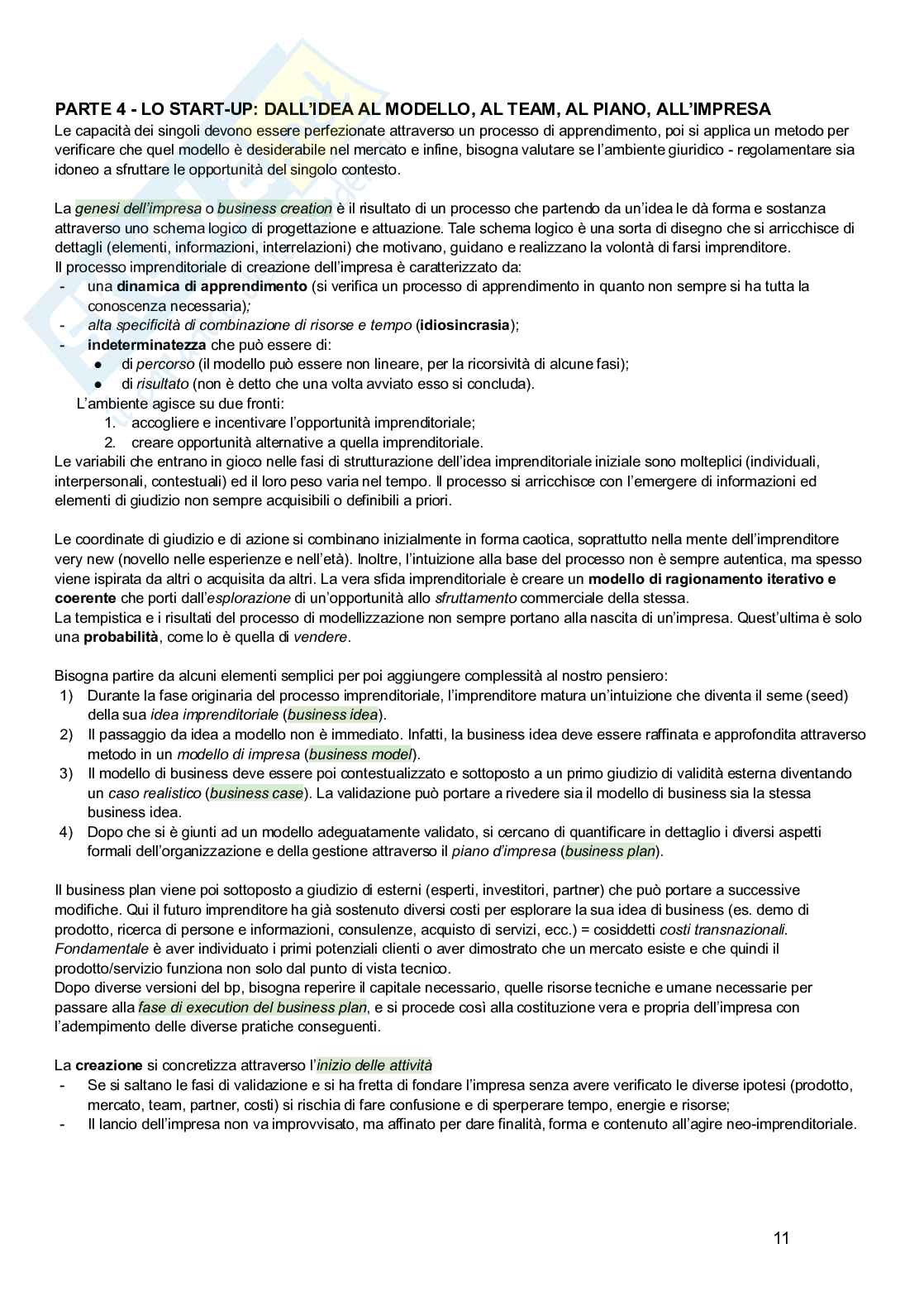 Appunti per l'esame di Creazione di impresa e imprenditorialità  Pag. 11