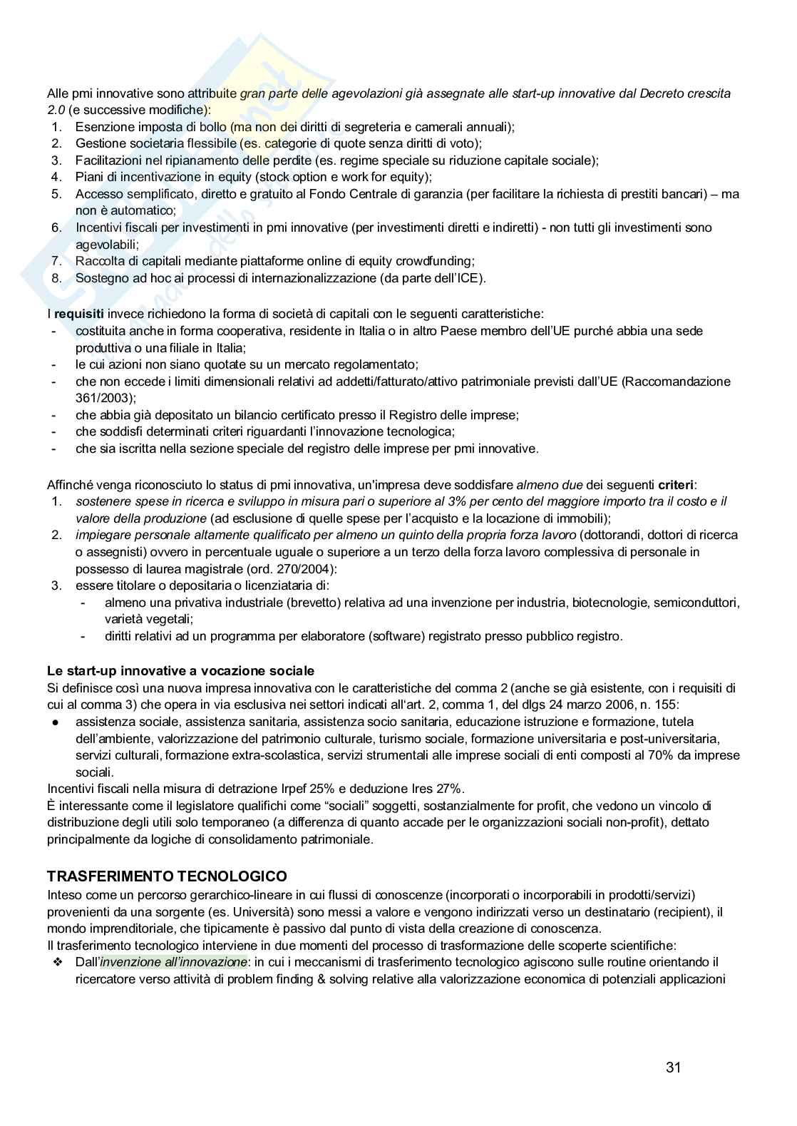 Appunti per l'esame di Creazione di impresa e imprenditorialità  Pag. 31