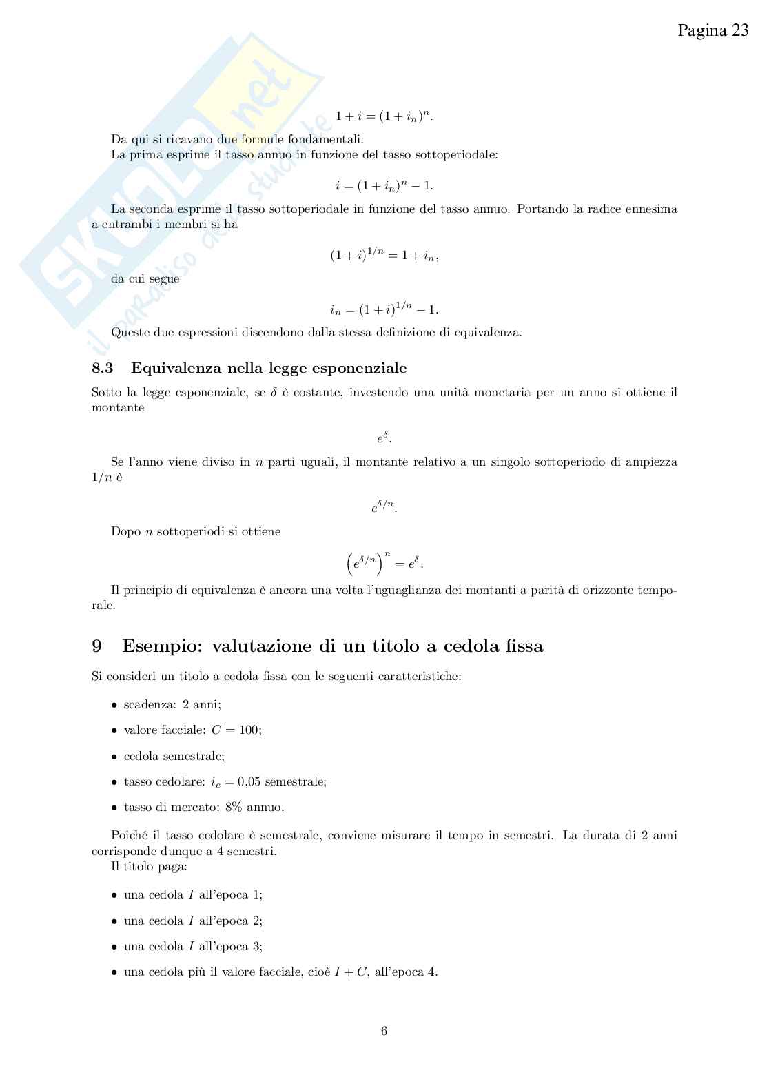 Matematica finanziaria – Appunti dettagliati completi del corso Pag. 26