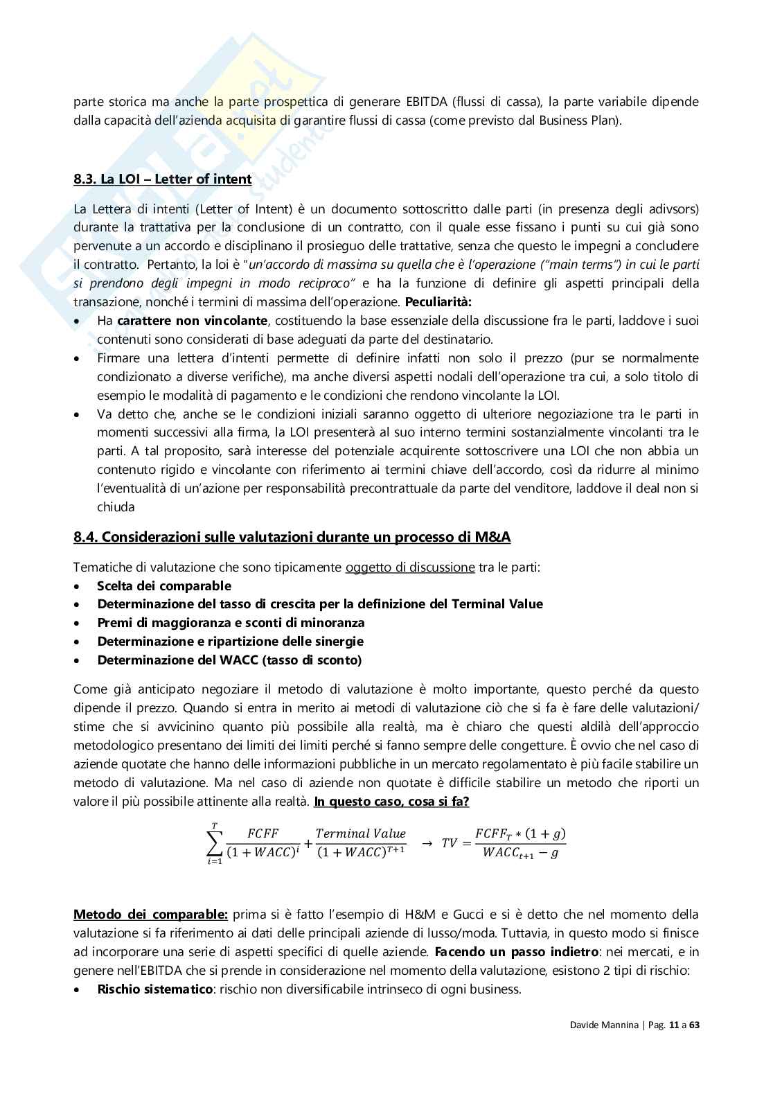 Finanza delle operazioni straordinarie Pag. 11
