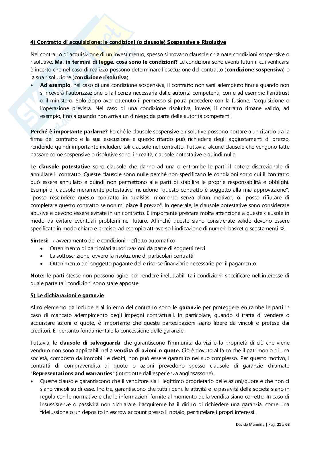 Finanza delle operazioni straordinarie Pag. 21