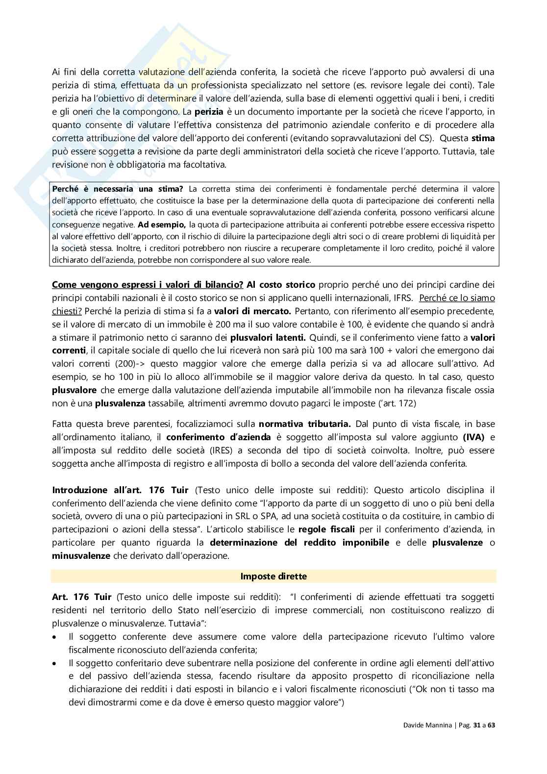 Finanza delle operazioni straordinarie Pag. 31