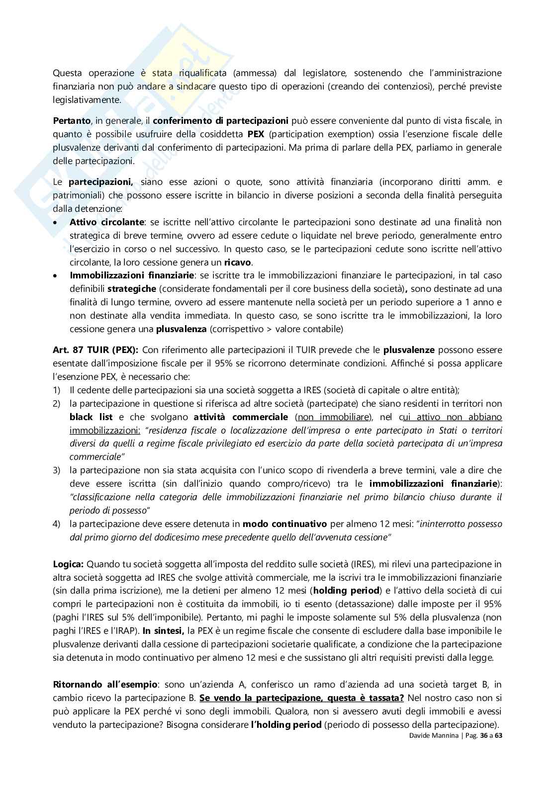 Finanza delle operazioni straordinarie Pag. 36