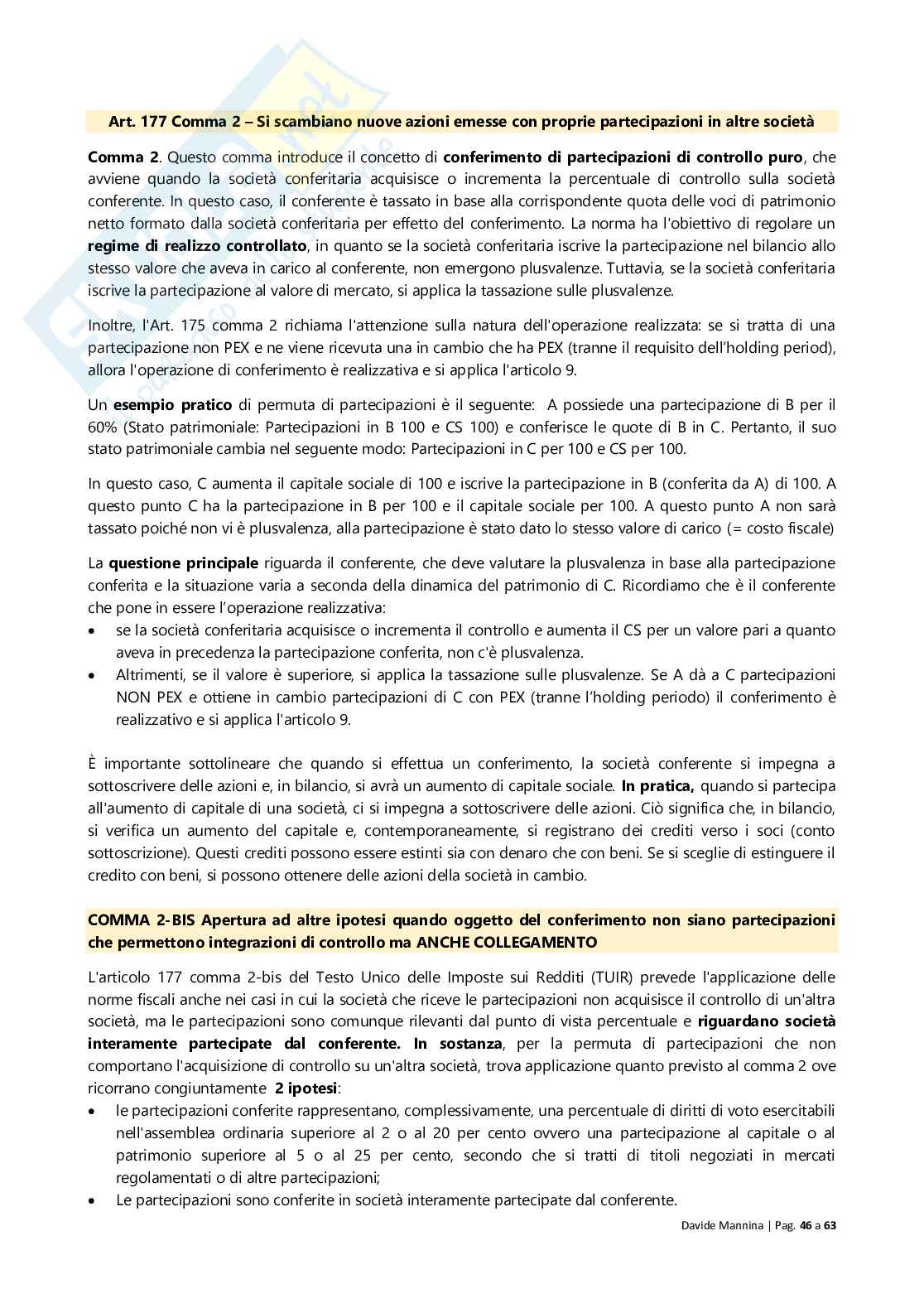 Finanza delle operazioni straordinarie Pag. 46