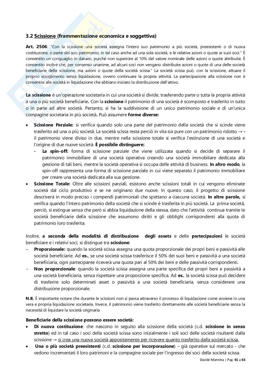 Finanza delle operazioni straordinarie Pag. 61