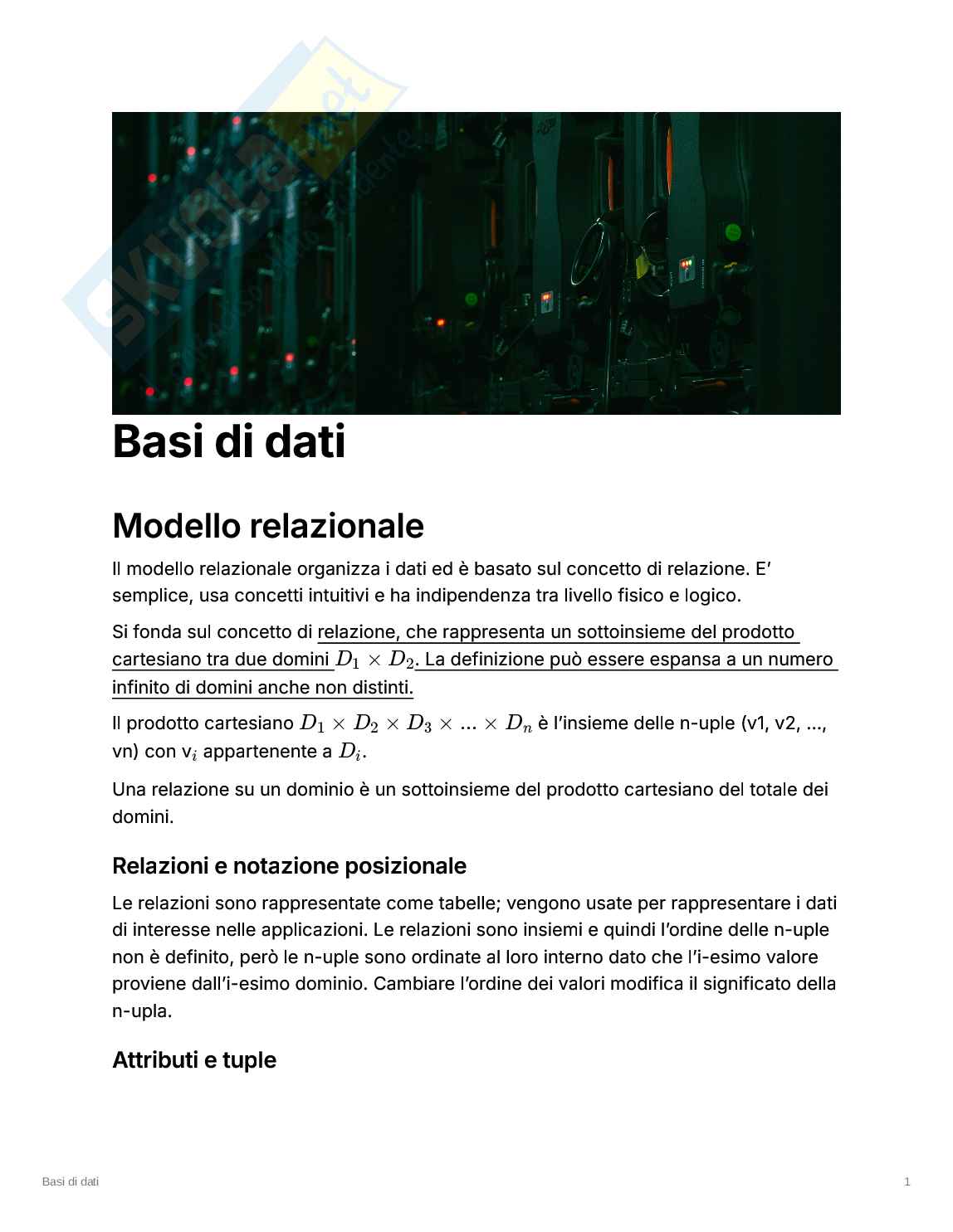Appunti presi a lezione di Basi di dati Pag. 1