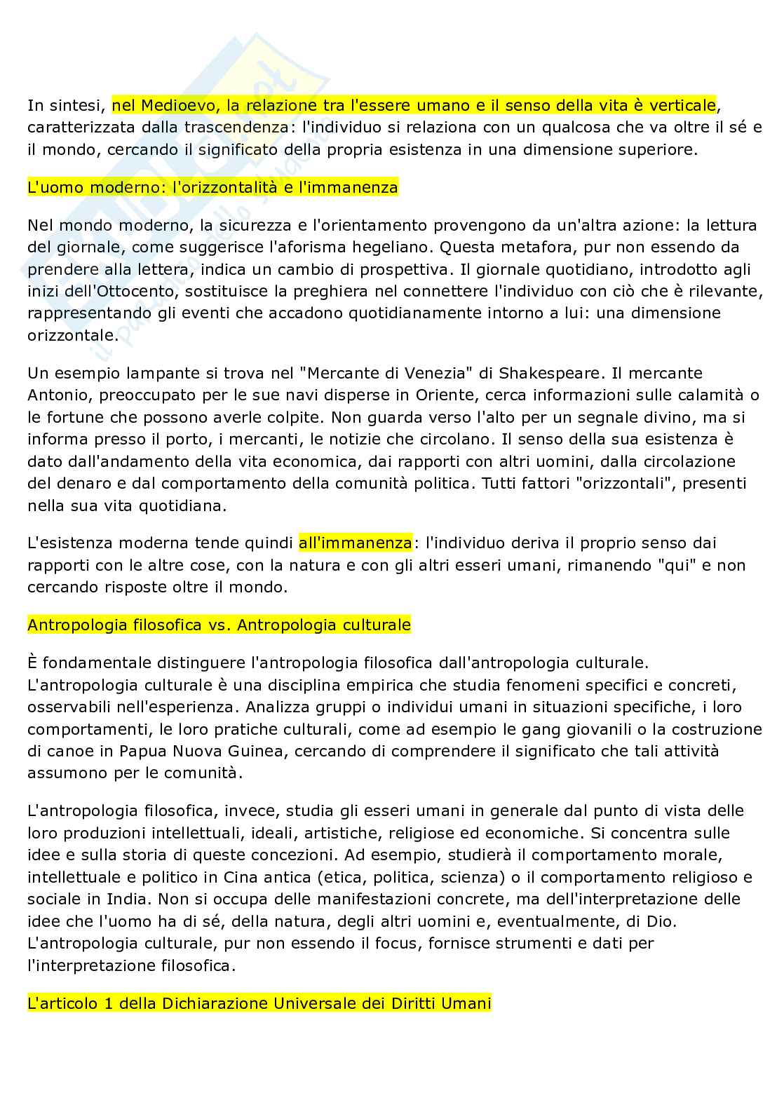 Appunti di Antropologia filosofica  Pag. 2