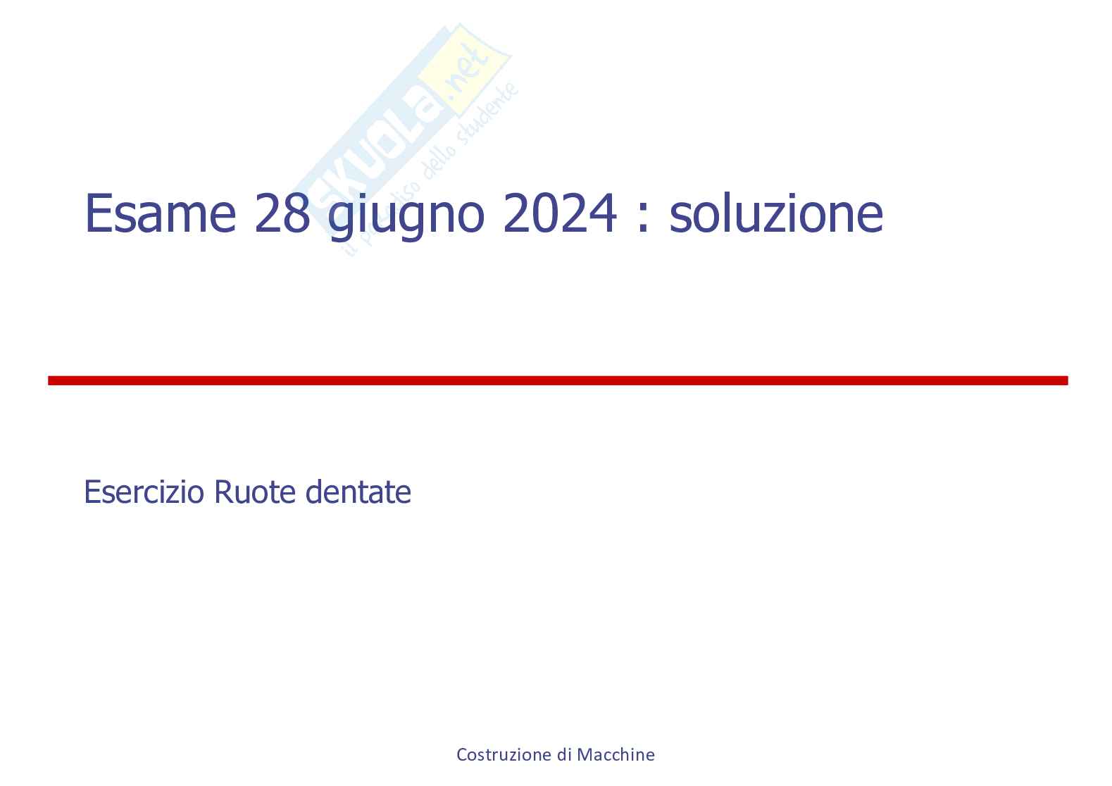 Tema d'esame Costruzione di macchine - Soluzione 28 giugno 2024 Pag. 1