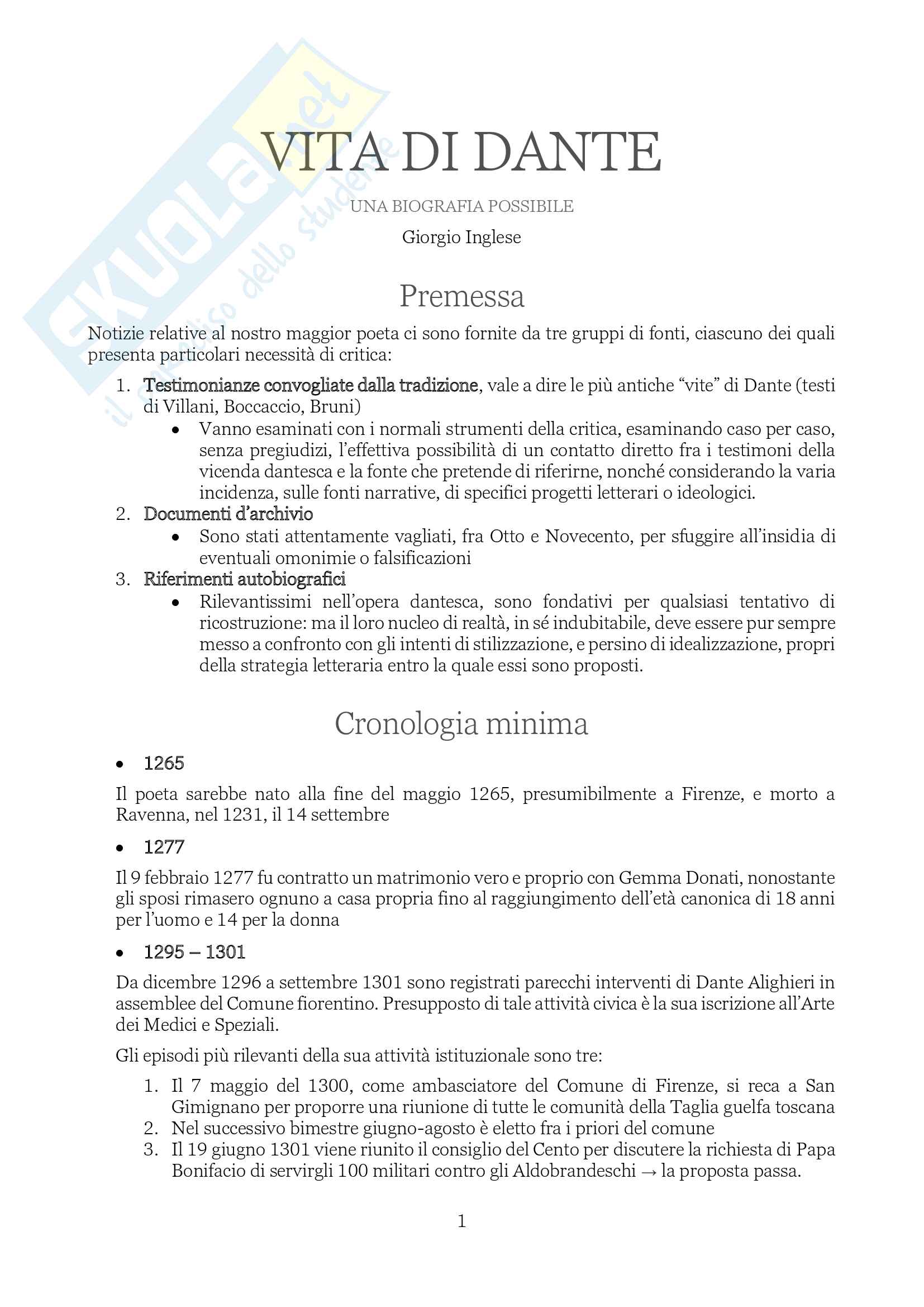 Riassunto Esame Filologia Prof Brambilla Libro Consigliato Vita Di Dante Una Biografia Possibile Inglese