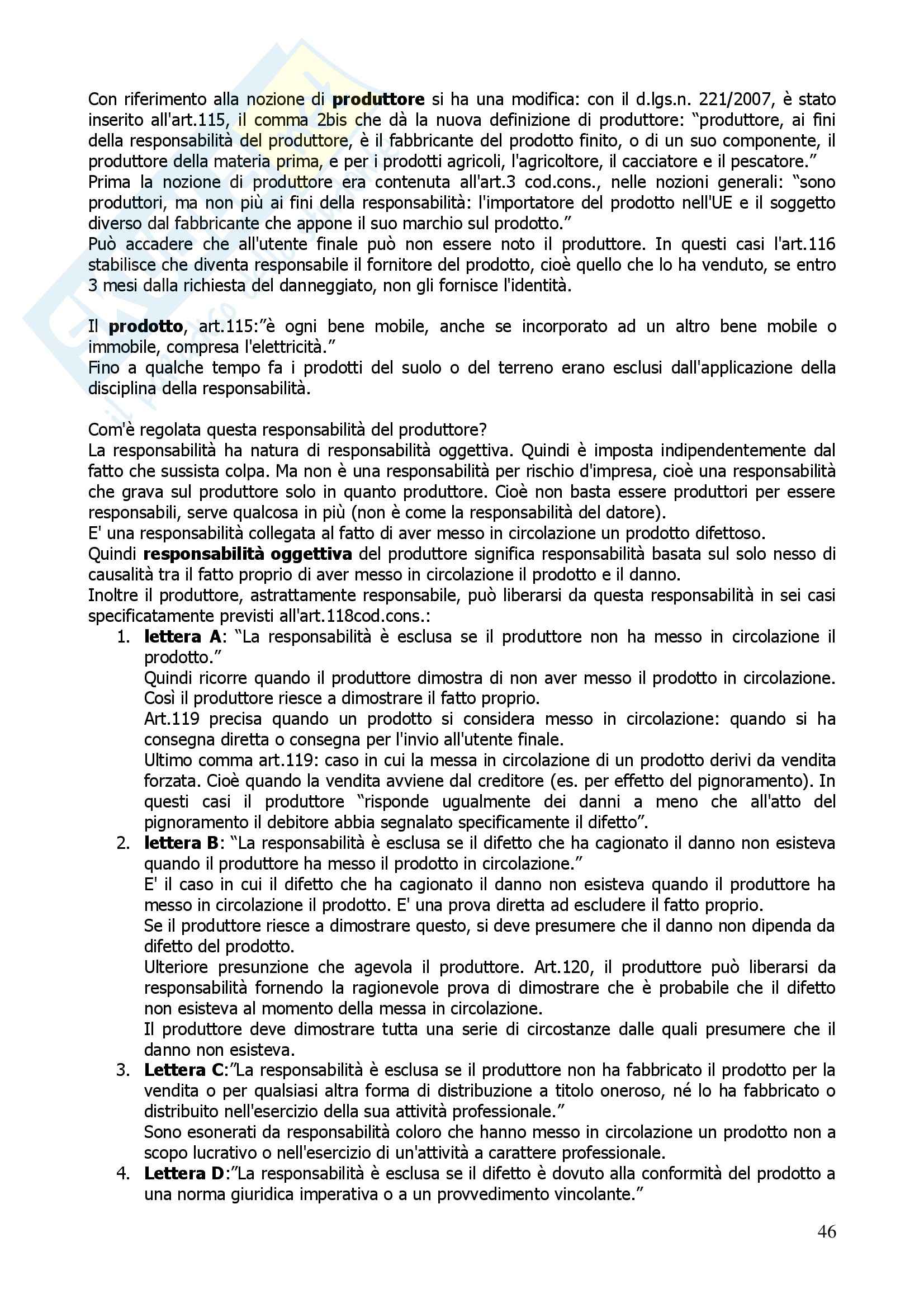 Riassunto esame Diritto Civile 1, prof. Pellegrnini, libro consigliato Obbligazioni e Fatto Illecito, Galgano Pag. 46