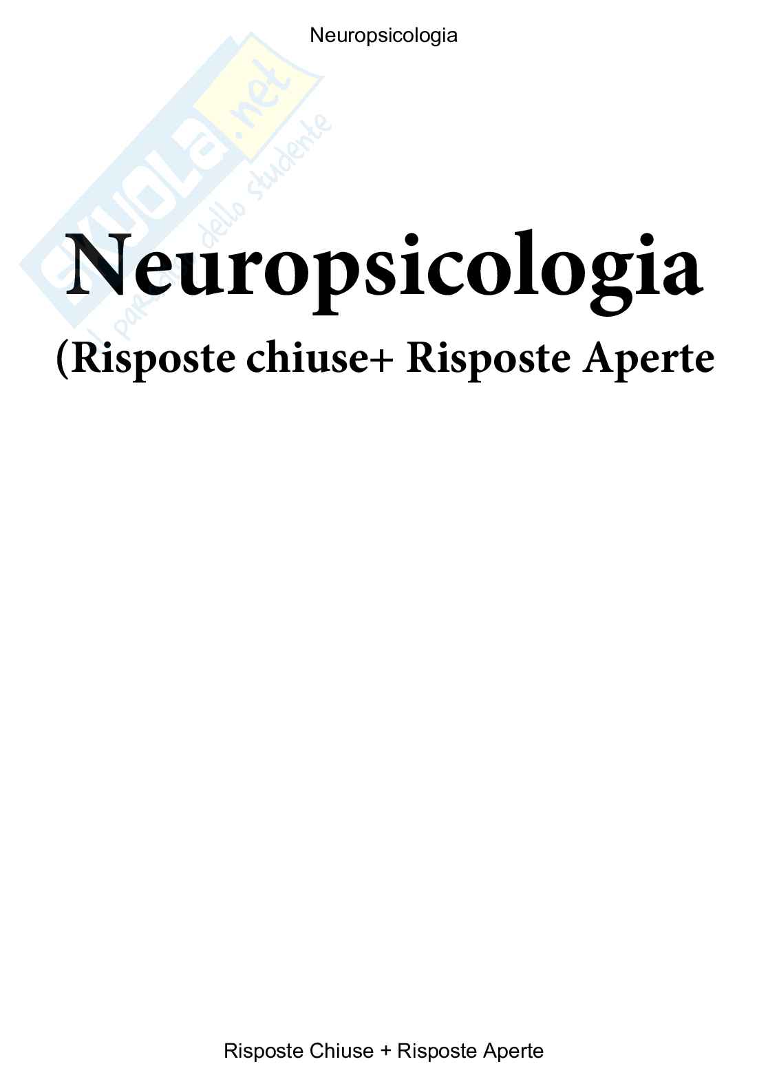 Neuropsicologia - Paniere compilato + Schema Cervello Pag. 1